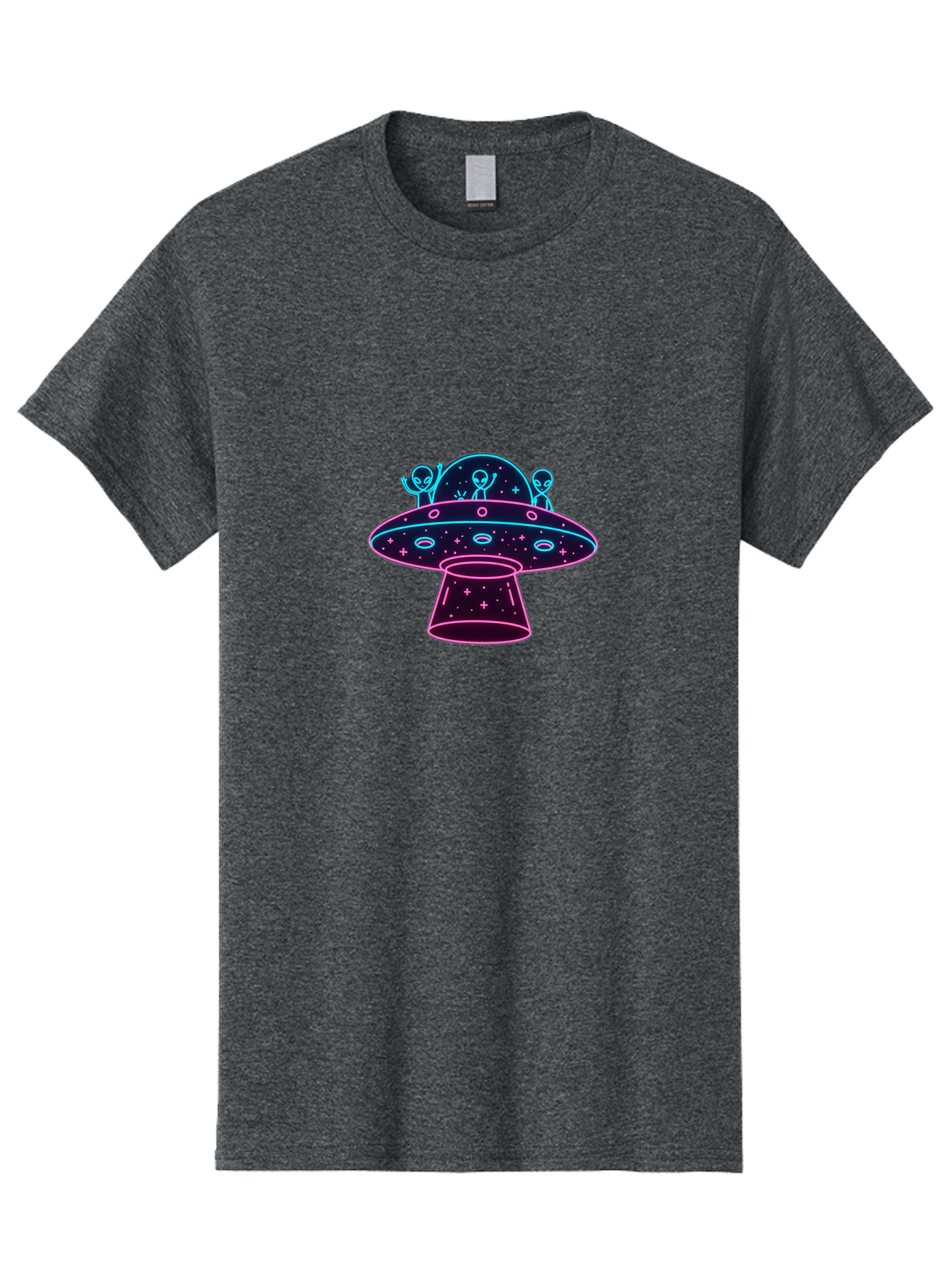 Ufo-Alien-Spaceship Men'S Graphic Tee, 100% Cotton, Comfortable Casual Summer Wear, Machine Washable, Alien Spaceship, Extraterrestrial Life, Futuristic Design, Neon Lights, Cosmic Travel, Stars, Universe Exploration, Mystic Ambiance, Bac531