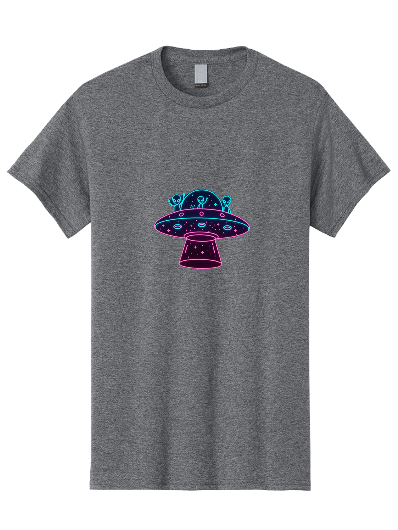 Ufo-Alien-Spaceship Men'S Graphic Tee, 100% Cotton, Comfortable Casual Summer Wear, Machine Washable, Alien Spaceship, Extraterrestrial Life, Futuristic Design, Neon Lights, Cosmic Travel, Stars, Universe Exploration, Mystic Ambiance, Bac531