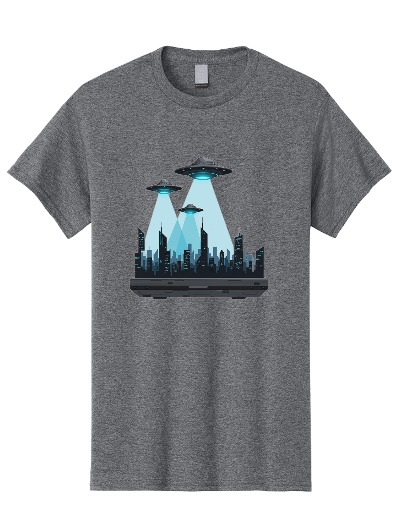 Ufo-Invasion-1 Men'S Graphic Tee, 100% Cotton, Comfortable Casual Summer Wear, Machine Washable, Ufos Over City, Alien Invasion, Science Fiction, Futuristic Cityscape, Extraterrestrial Visitation, Urban Landscape, Mysterious Lights, Bac533