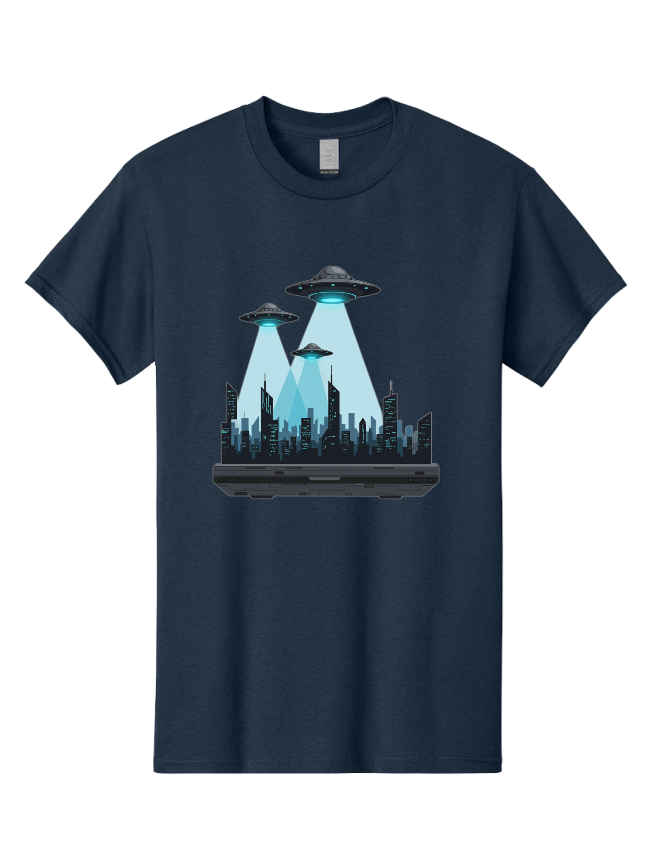 Ufo-Invasion-1 Men'S Graphic Tee, 100% Cotton, Comfortable Casual Summer Wear, Machine Washable, Ufos Over City, Alien Invasion, Science Fiction, Futuristic Cityscape, Extraterrestrial Visitation, Urban Landscape, Mysterious Lights, Bac533