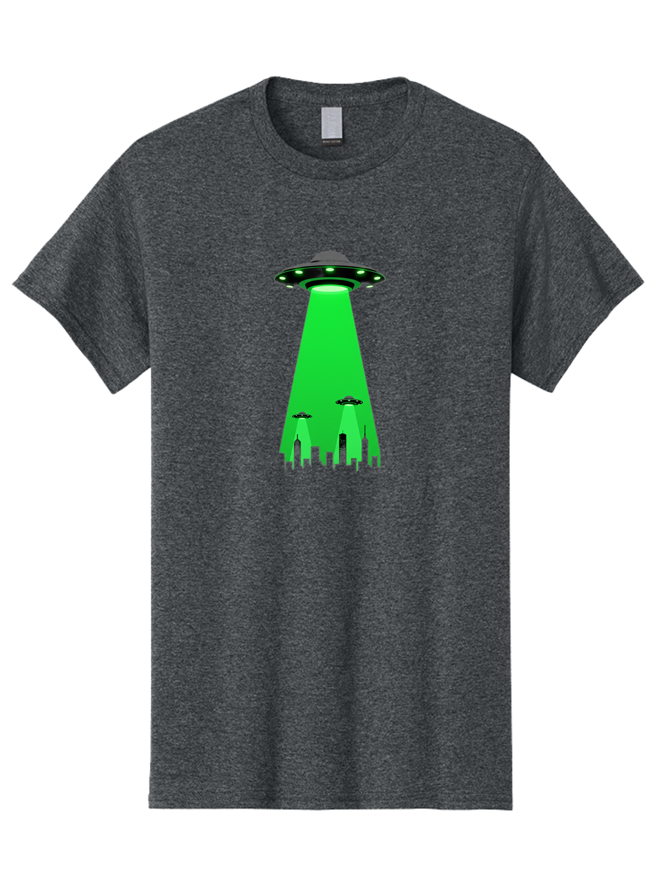 Ufo-Invasion Men'S Graphic Tee, 100% Cotton, Comfortable Casual Summer Wear, Machine Washable, Ufo, Unidentified Flying Object, Alien Spacecraft, Cityscape, Skyscrapers, Mysterious Lights, Extraterrestrial Life, Science Fiction, Bac534