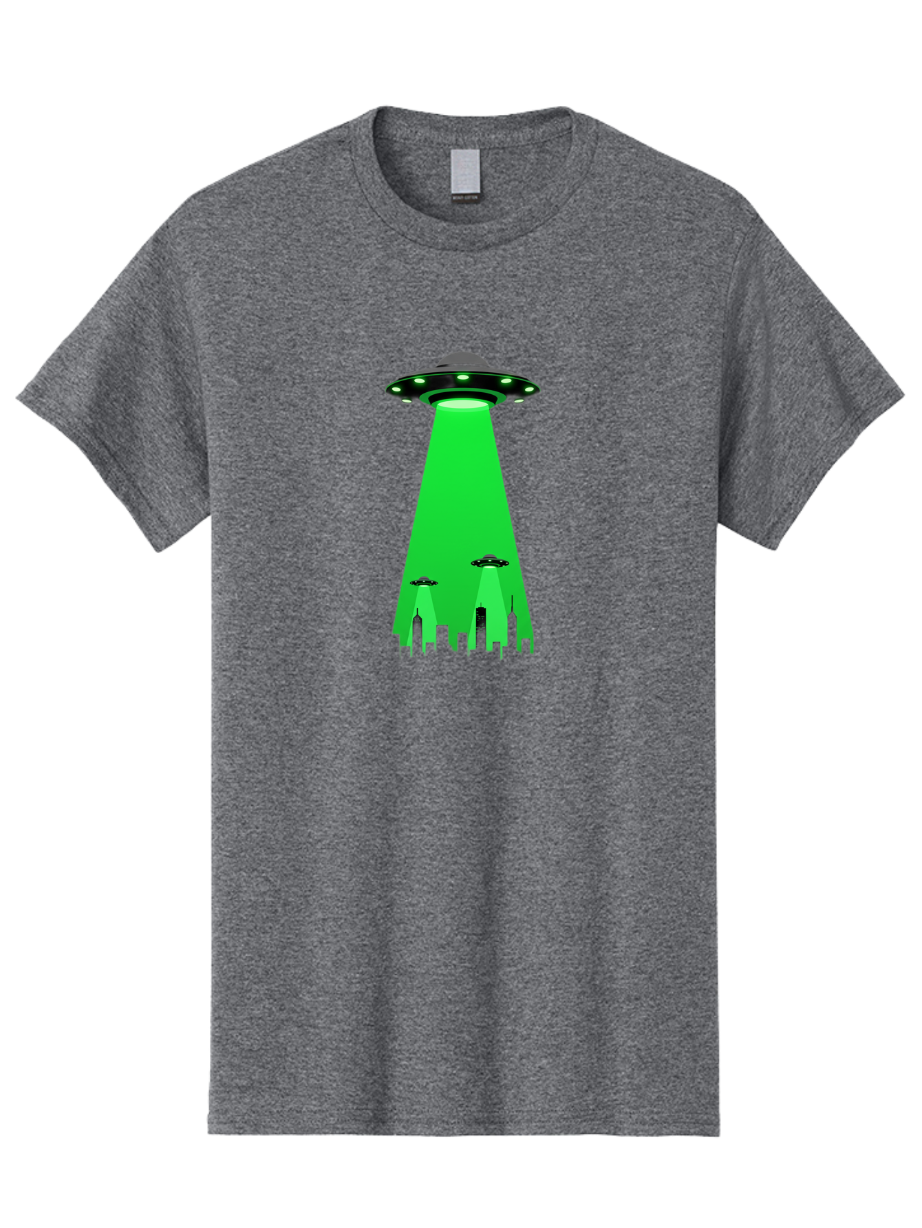 Ufo-Invasion Men'S Graphic Tee, 100% Cotton, Comfortable Casual Summer Wear, Machine Washable, Ufo, Unidentified Flying Object, Alien Spacecraft, Cityscape, Skyscrapers, Mysterious Lights, Extraterrestrial Life, Science Fiction, Bac534