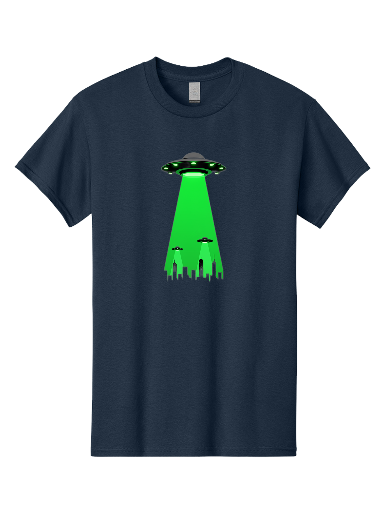 Ufo-Invasion Men'S Graphic Tee, 100% Cotton, Comfortable Casual Summer Wear, Machine Washable, Ufo, Unidentified Flying Object, Alien Spacecraft, Cityscape, Skyscrapers, Mysterious Lights, Extraterrestrial Life, Science Fiction, Bac534