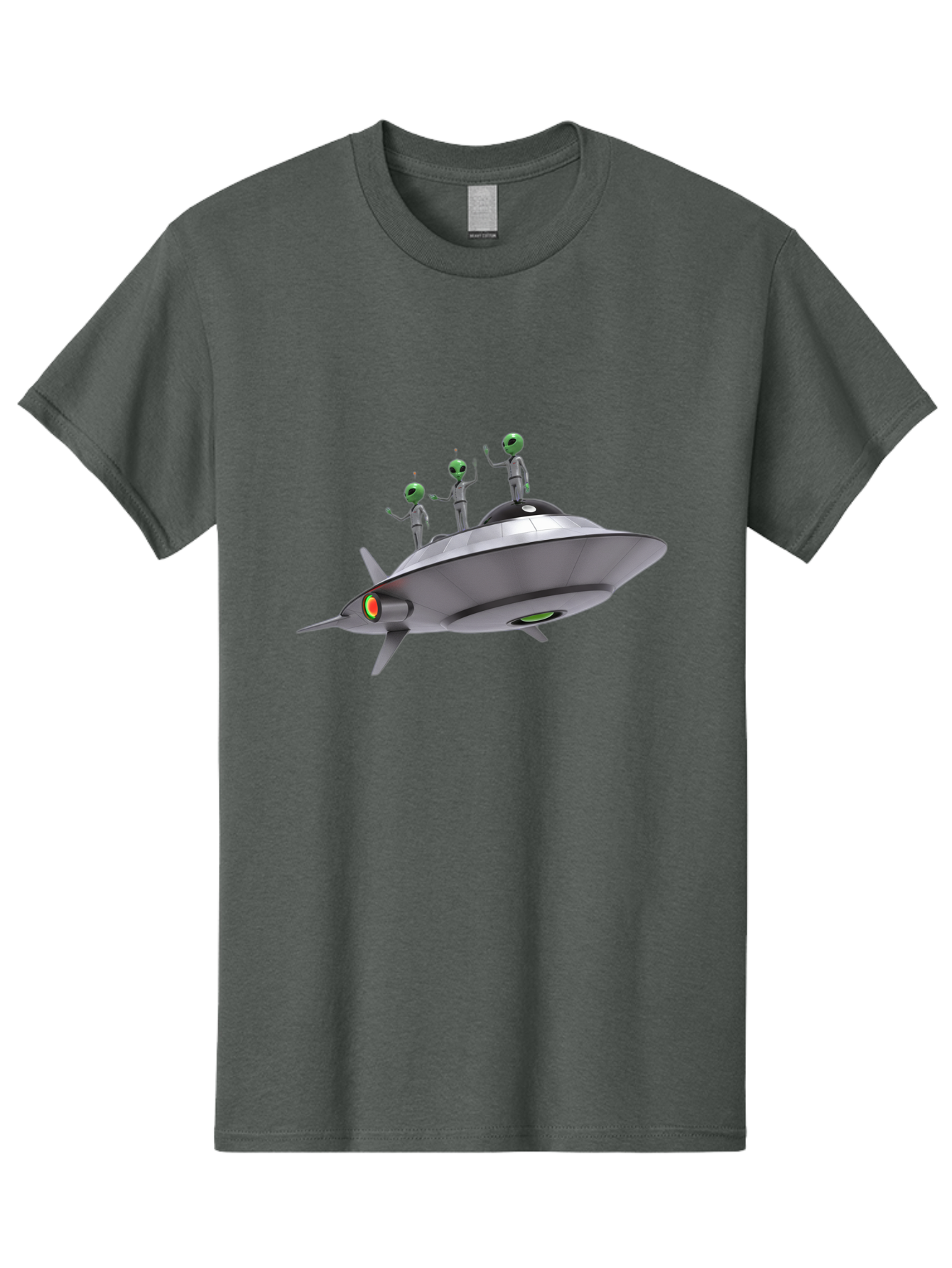 Ufo-With-Aliens Men'S Graphic Tee, 100% Cotton, Comfortable Casual Summer Wear, Machine Washable, Silver Ufo, Gray Aliens, Extraterrestrial Life, Science Fiction, Space Travel, Futuristic Design, Otherworldly Scene, Alien Technology, Bac536