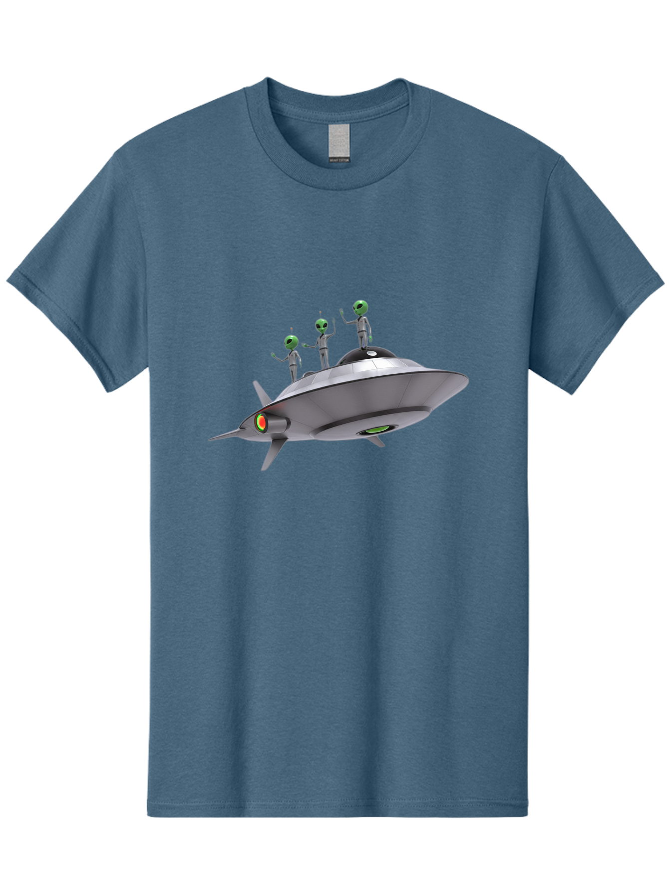 Ufo-With-Aliens Men'S Graphic Tee, 100% Cotton, Comfortable Casual Summer Wear, Machine Washable, Silver Ufo, Gray Aliens, Extraterrestrial Life, Science Fiction, Space Travel, Futuristic Design, Otherworldly Scene, Alien Technology, Bac536