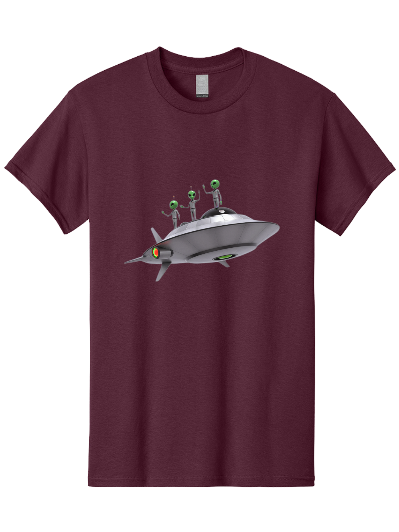 Ufo-With-Aliens Men'S Graphic Tee, 100% Cotton, Comfortable Casual Summer Wear, Machine Washable, Silver Ufo, Gray Aliens, Extraterrestrial Life, Science Fiction, Space Travel, Futuristic Design, Otherworldly Scene, Alien Technology, Bac536