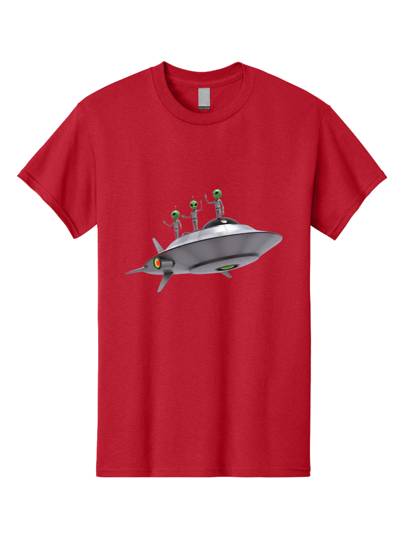 Ufo-With-Aliens Men'S Graphic Tee, 100% Cotton, Comfortable Casual Summer Wear, Machine Washable, Silver Ufo, Gray Aliens, Extraterrestrial Life, Science Fiction, Space Travel, Futuristic Design, Otherworldly Scene, Alien Technology, Bac536