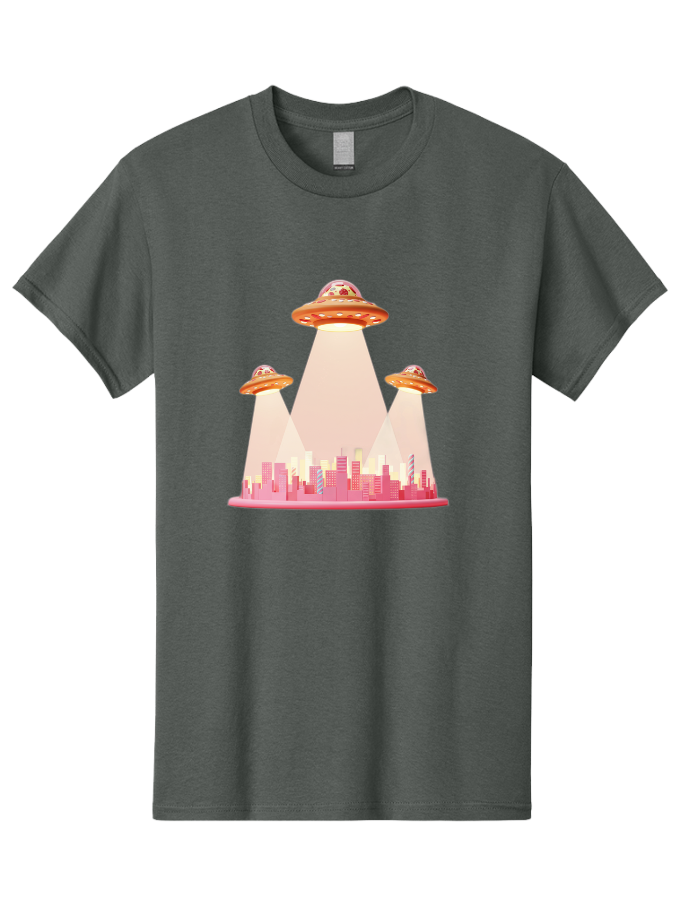 Ufos-1 Men'S Graphic Tee, 100% Cotton, Comfortable Casual Summer Wear, Machine Washable, Ufos Hovering Over City, Alien Invasion, Science Fiction, Futuristic Landscape, Urban Scenery, Extraterrestrial Life, Flying Saucers, Cityscape, Bac538