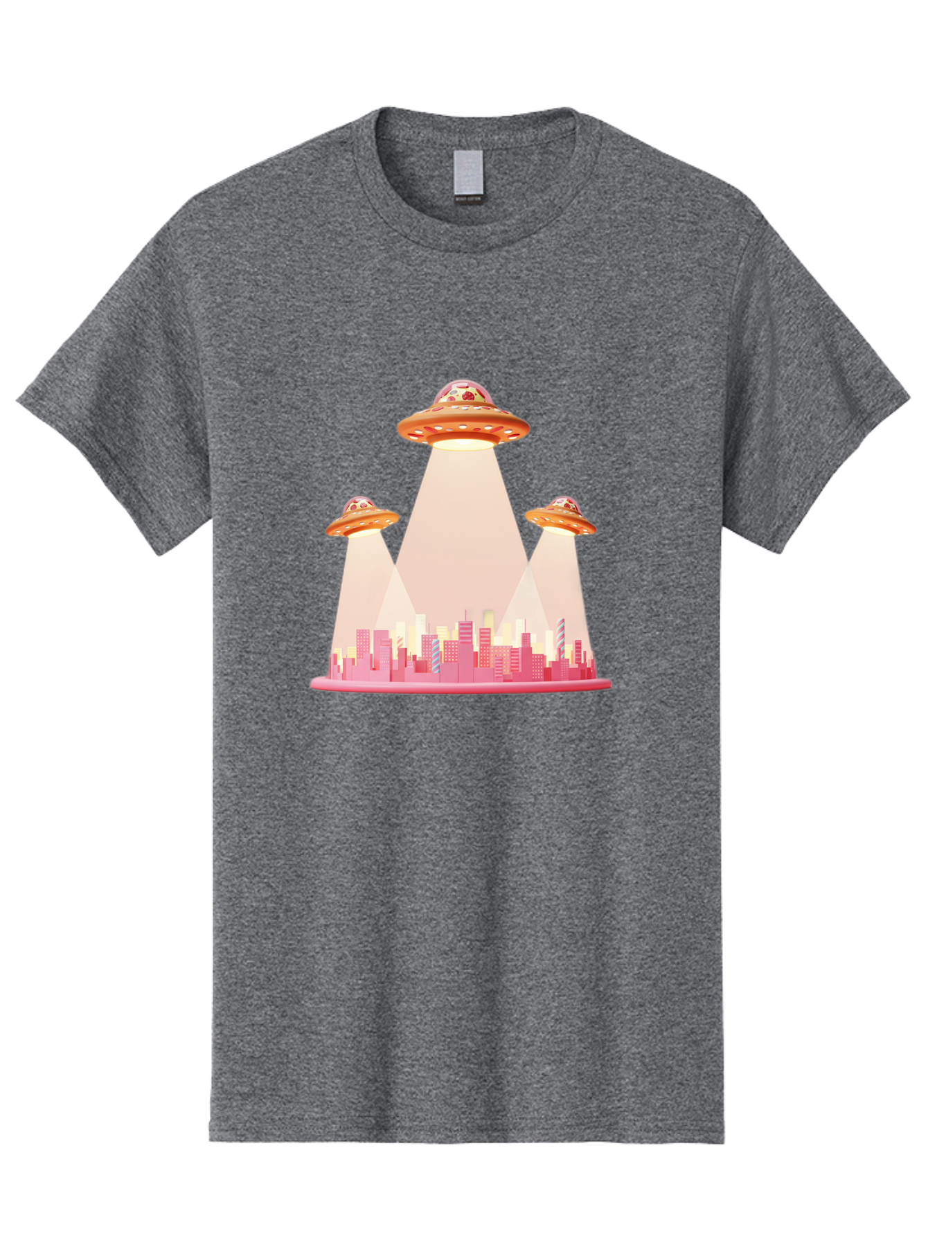Ufos-1 Men'S Graphic Tee, 100% Cotton, Comfortable Casual Summer Wear, Machine Washable, Ufos Hovering Over City, Alien Invasion, Science Fiction, Futuristic Landscape, Urban Scenery, Extraterrestrial Life, Flying Saucers, Cityscape, Bac538