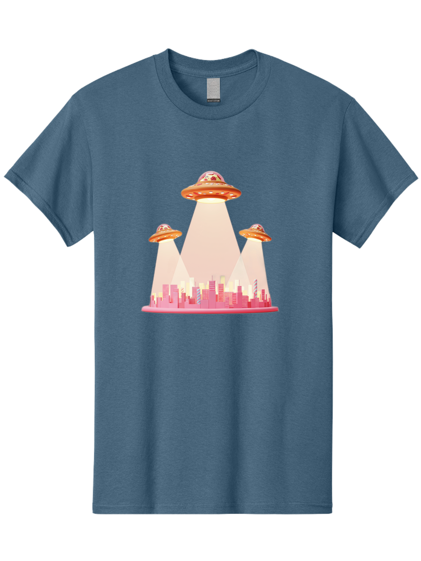 Ufos-1 Men'S Graphic Tee, 100% Cotton, Comfortable Casual Summer Wear, Machine Washable, Ufos Hovering Over City, Alien Invasion, Science Fiction, Futuristic Landscape, Urban Scenery, Extraterrestrial Life, Flying Saucers, Cityscape, Bac538
