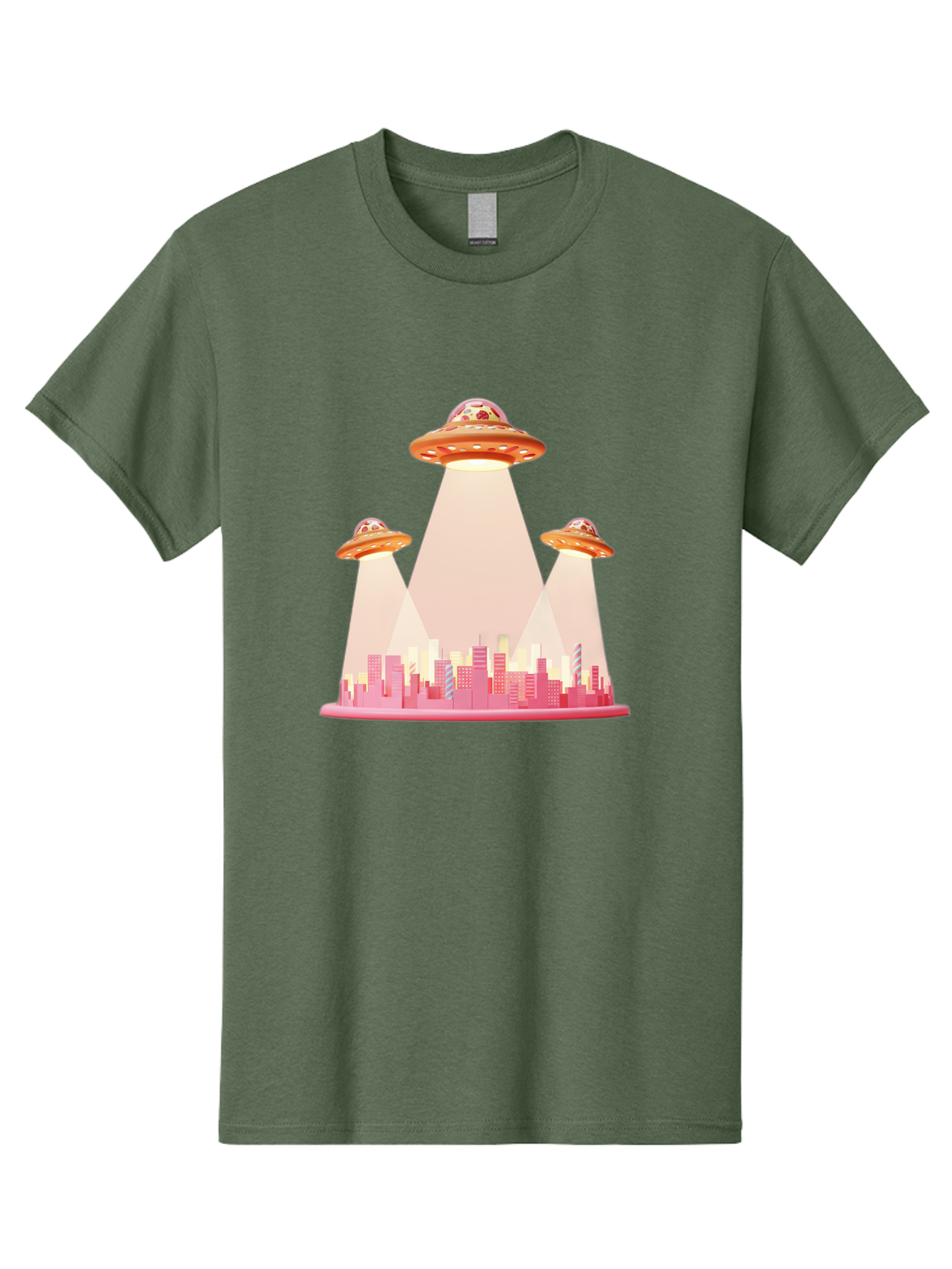 Ufos-1 Men'S Graphic Tee, 100% Cotton, Comfortable Casual Summer Wear, Machine Washable, Ufos Hovering Over City, Alien Invasion, Science Fiction, Futuristic Landscape, Urban Scenery, Extraterrestrial Life, Flying Saucers, Cityscape, Bac538