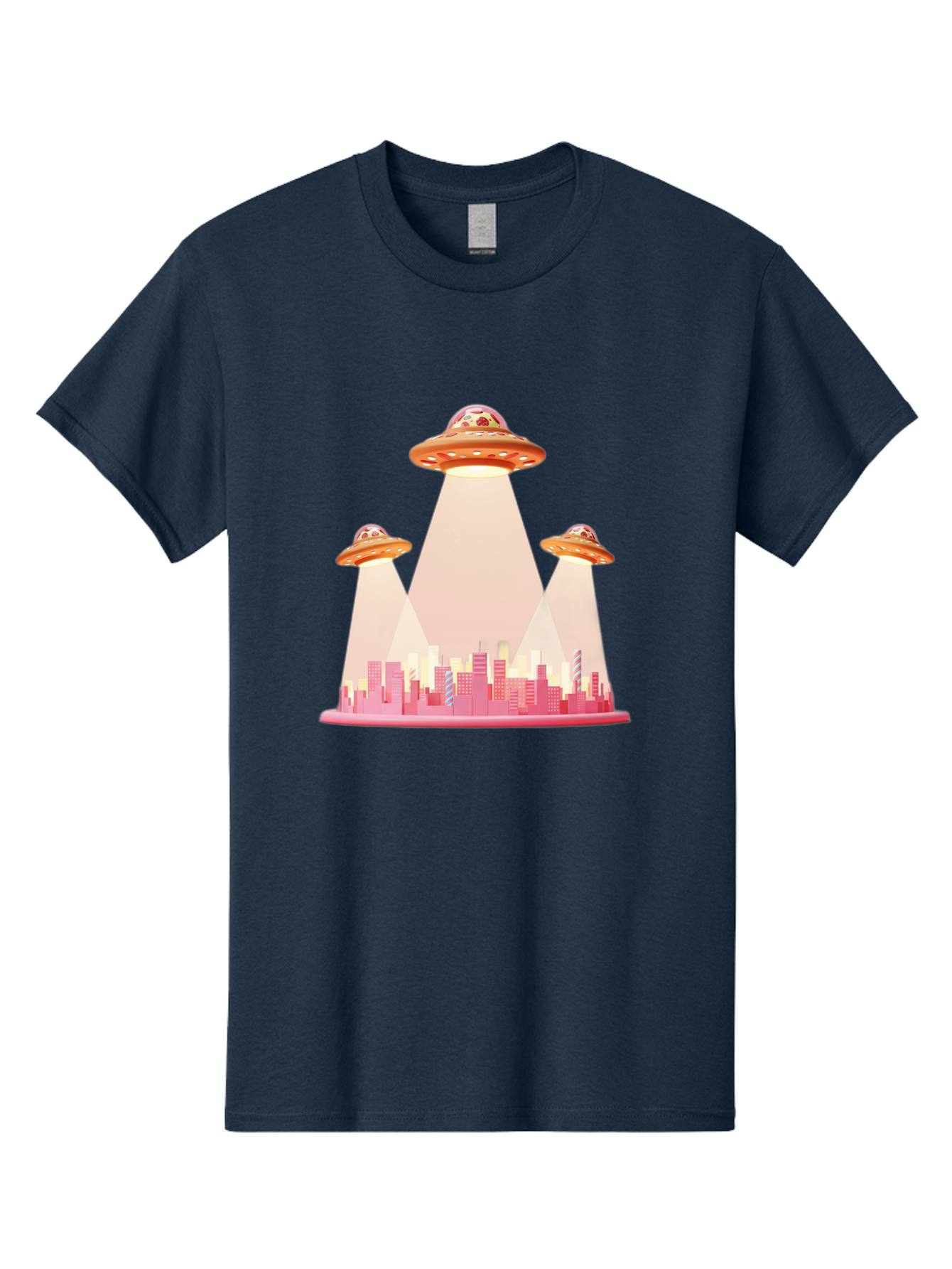Ufos-1 Men'S Graphic Tee, 100% Cotton, Comfortable Casual Summer Wear, Machine Washable, Ufos Hovering Over City, Alien Invasion, Science Fiction, Futuristic Landscape, Urban Scenery, Extraterrestrial Life, Flying Saucers, Cityscape, Bac538