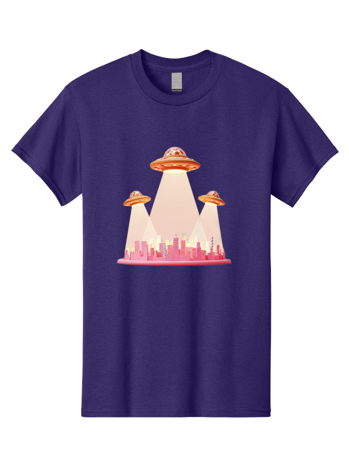 Ufos-1 Men'S Graphic Tee, 100% Cotton, Comfortable Casual Summer Wear, Machine Washable, Ufos Hovering Over City, Alien Invasion, Science Fiction, Futuristic Landscape, Urban Scenery, Extraterrestrial Life, Flying Saucers, Cityscape, Bac538