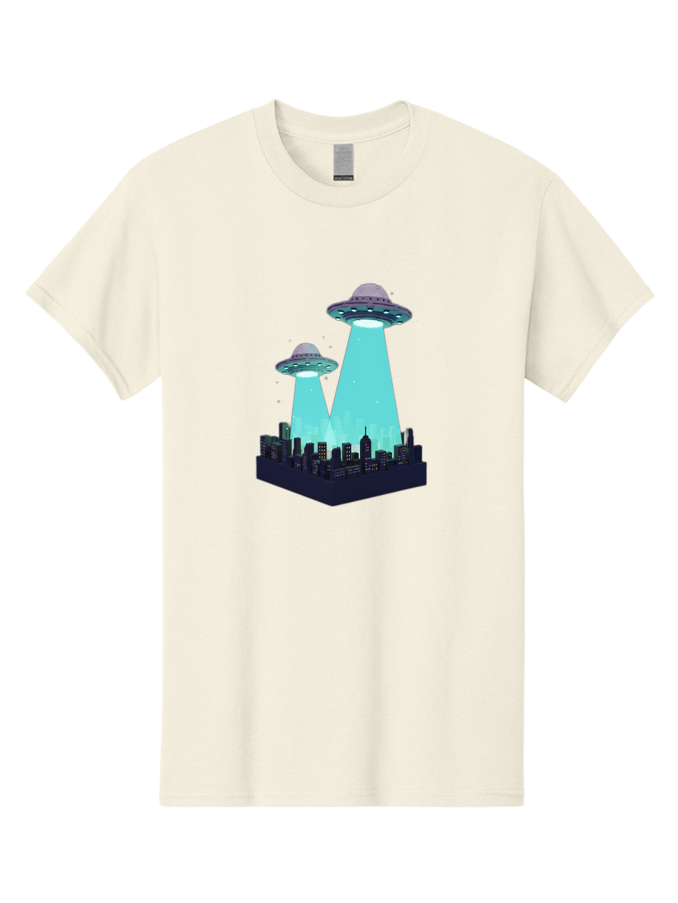 Ufos-Over-City Men'S Graphic Tee, 100% Cotton, Comfortable Casual Summer Wear, Machine Washable, Ufos Over City, Alien Invasion, Science Fiction, Futuristic, Cityscape, Mysterious Lights, Extraterrestrial Activity, Urban Landscape, Bac541