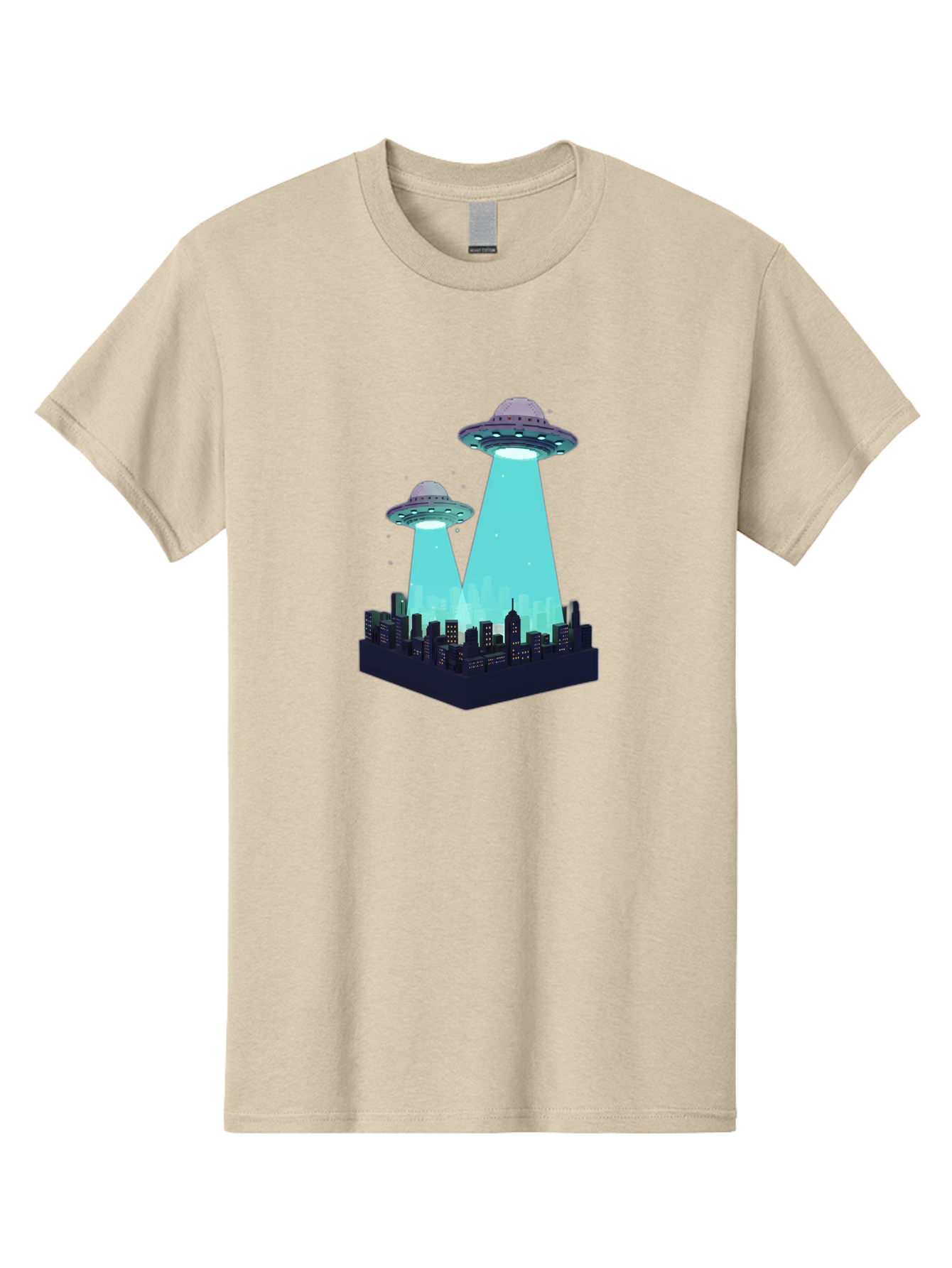 Ufos-Over-City Men'S Graphic Tee, 100% Cotton, Comfortable Casual Summer Wear, Machine Washable, Ufos Over City, Alien Invasion, Science Fiction, Futuristic, Cityscape, Mysterious Lights, Extraterrestrial Activity, Urban Landscape, Bac541