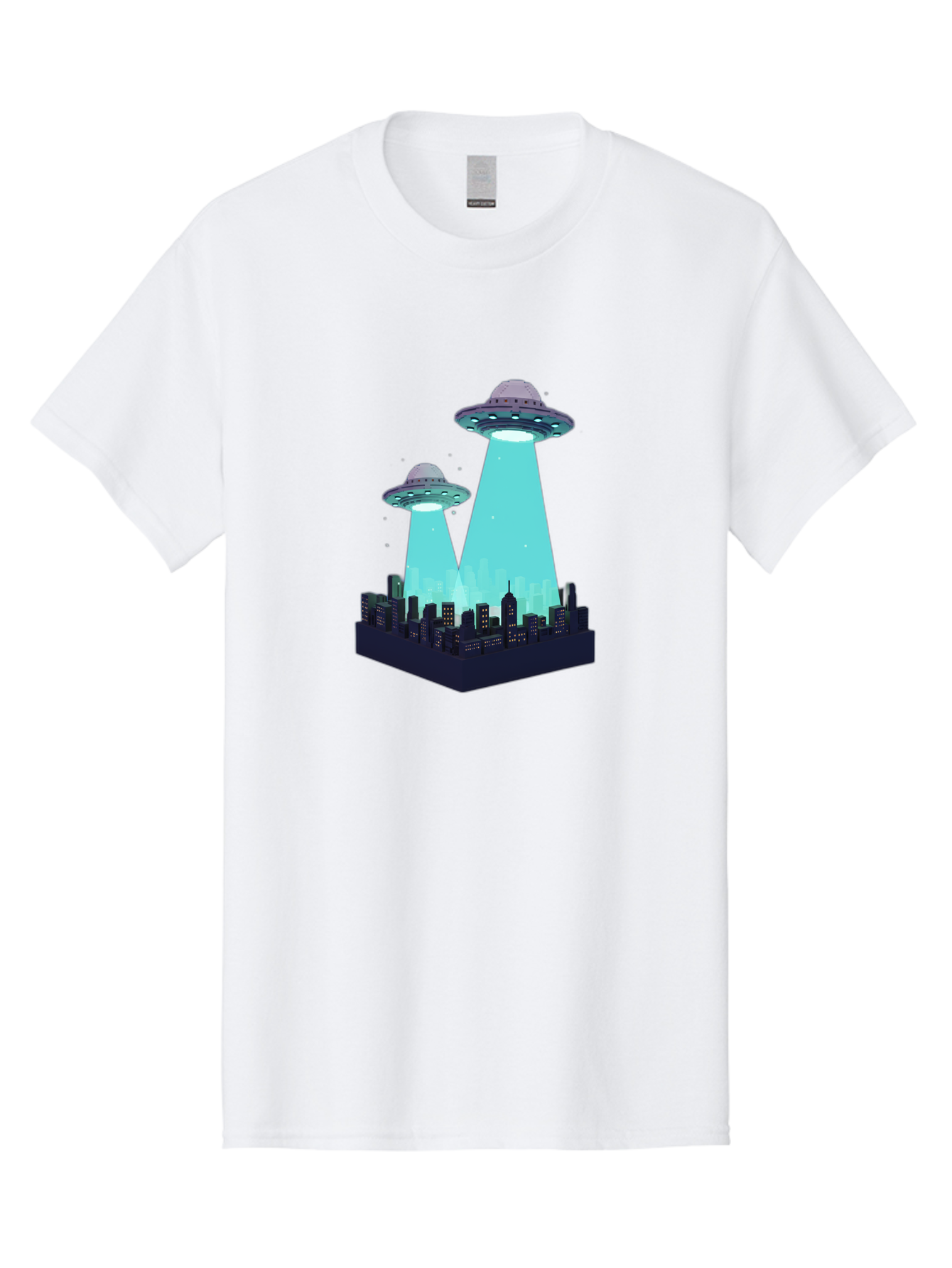 Ufos-Over-City Men'S Graphic Tee, 100% Cotton, Comfortable Casual Summer Wear, Machine Washable, Ufos Over City, Alien Invasion, Science Fiction, Futuristic, Cityscape, Mysterious Lights, Extraterrestrial Activity, Urban Landscape, Bac541
