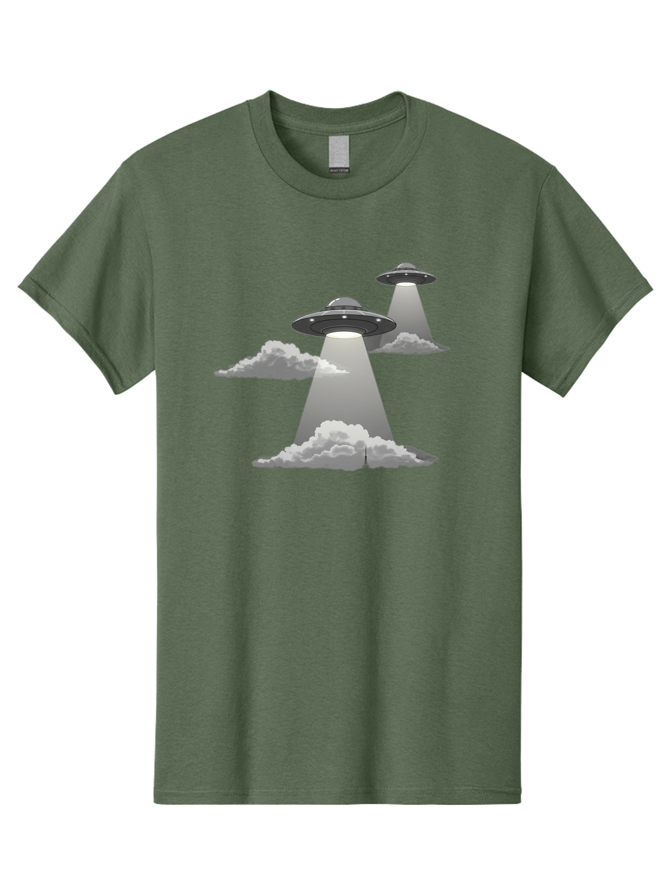 Ufos Men'S Graphic Tee, 100% Cotton, Comfortable Casual Summer Wear, Machine Washable, Ufo Invasion, Alien Spacecraft, Flying Saucers, Mysterious Lights, Cloudy Atmosphere, Science Fiction, Extraterrestrial, Paranormal Activity, Bac542