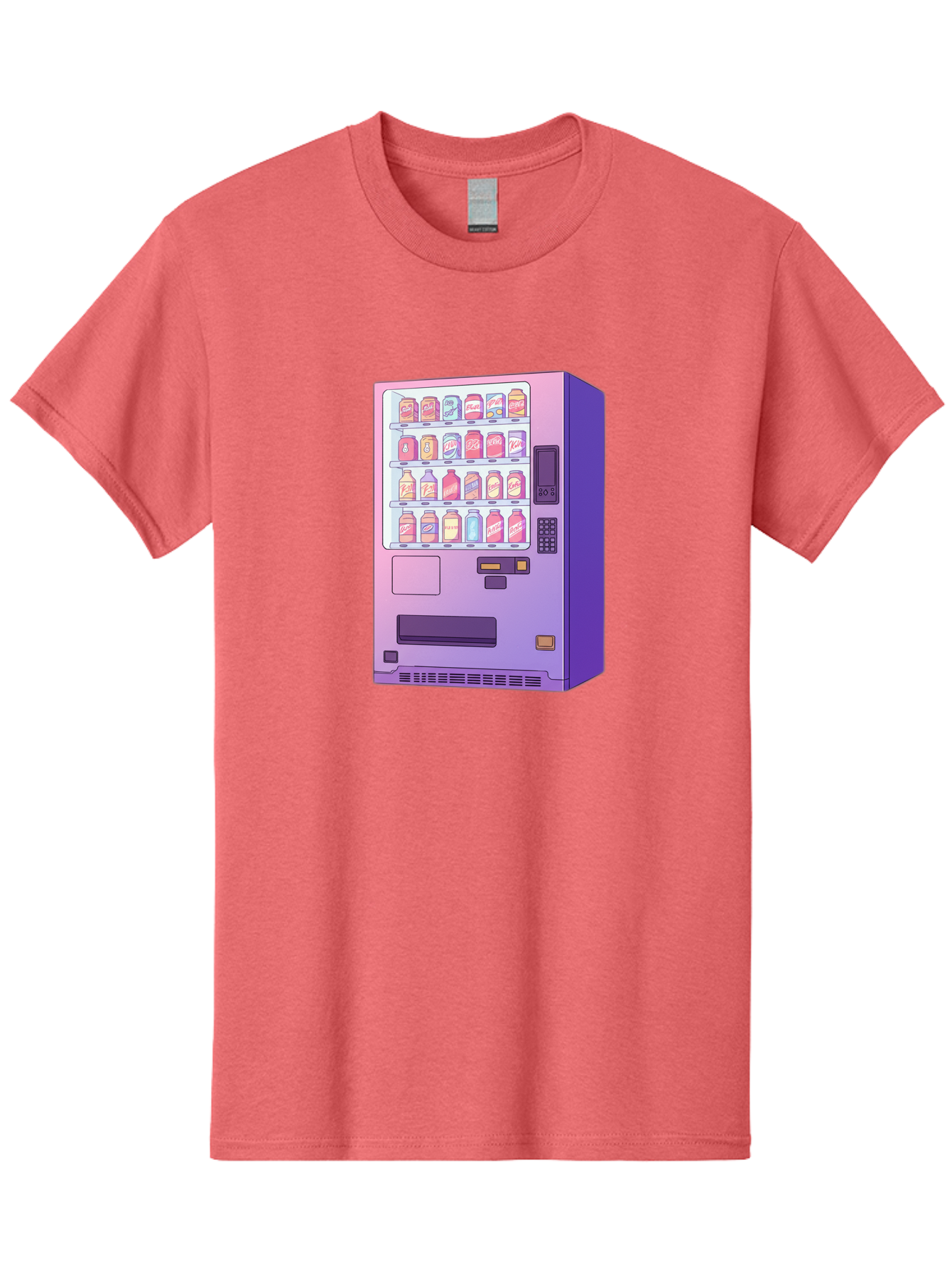 Vending-Machine Men'S Graphic Tee, 100% Cotton, Comfortable Casual Summer Wear, Machine Washable, Vending Machine, Soda Drinks, Colorful Cans, Vending Machine Interface, Automated Retail, Convenience Technology, Soft Drink Dispenser, Bac546