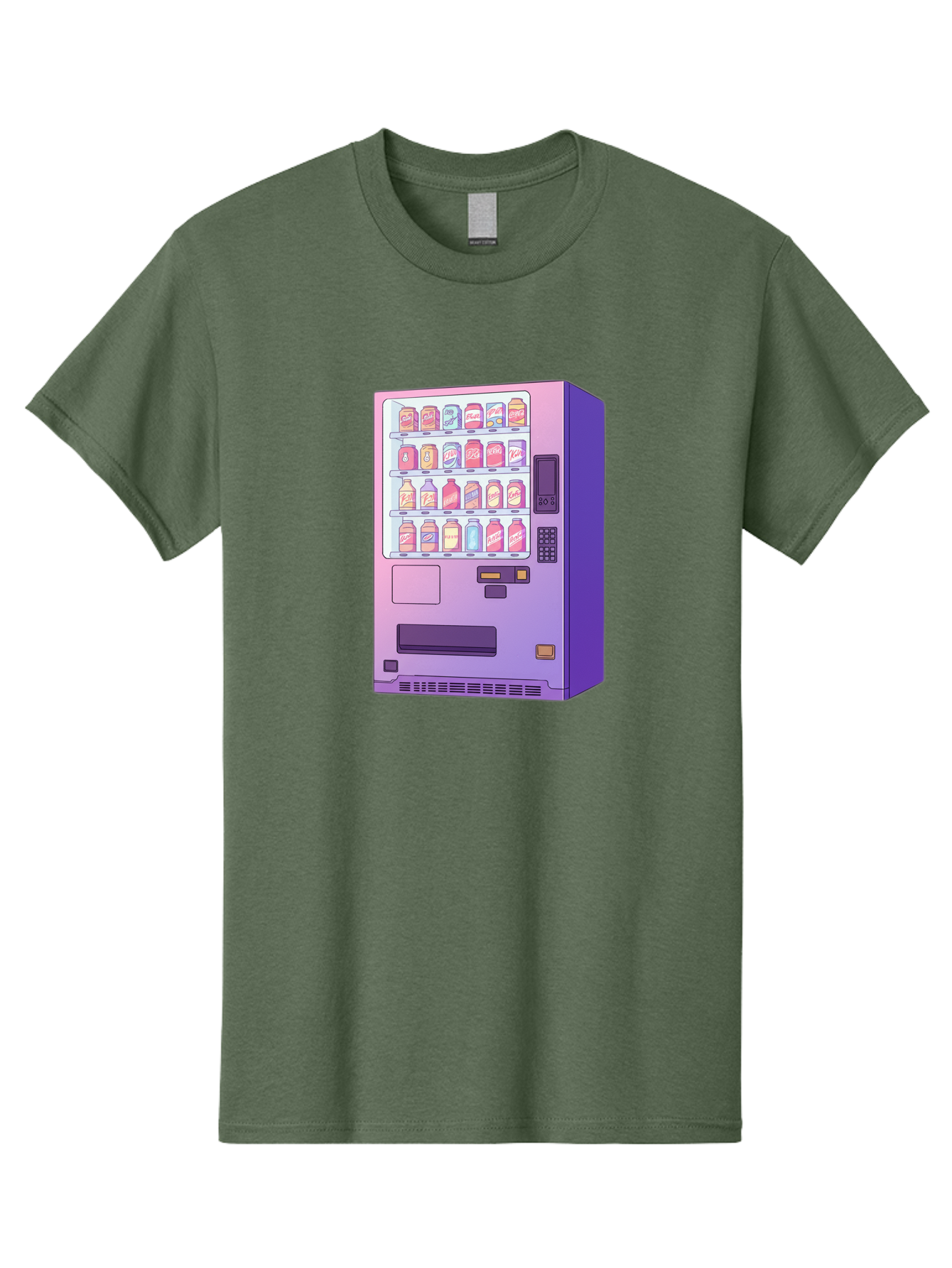 Vending-Machine Men'S Graphic Tee, 100% Cotton, Comfortable Casual Summer Wear, Machine Washable, Vending Machine, Soda Drinks, Colorful Cans, Vending Machine Interface, Automated Retail, Convenience Technology, Soft Drink Dispenser, Bac546