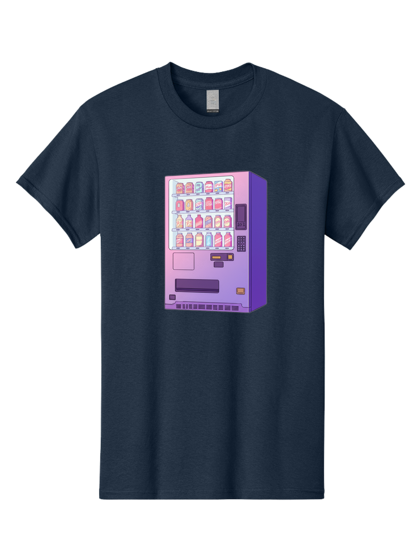 Vending-Machine Men'S Graphic Tee, 100% Cotton, Comfortable Casual Summer Wear, Machine Washable, Vending Machine, Soda Drinks, Colorful Cans, Vending Machine Interface, Automated Retail, Convenience Technology, Soft Drink Dispenser, Bac546