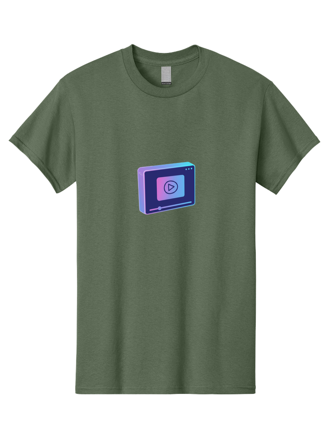 Video-Player Men'S Graphic Tee, 100% Cotton, Comfortable Casual Summer Wear, Machine Washable, Video Player Icon, Play Button, Media Player, Digital Video, Online Streaming, Playback Controls Bac548