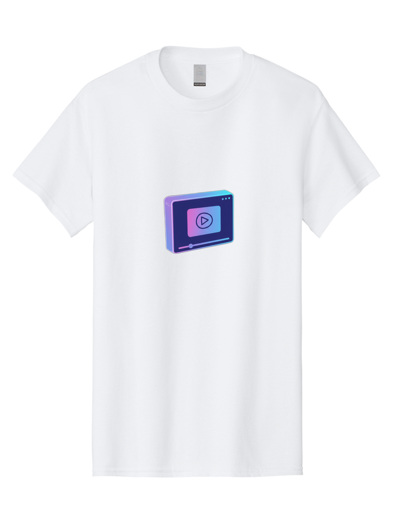 Video-Player Men'S Graphic Tee, 100% Cotton, Comfortable Casual Summer Wear, Machine Washable, Video Player Icon, Play Button, Media Player, Digital Video, Online Streaming, Playback Controls Bac548