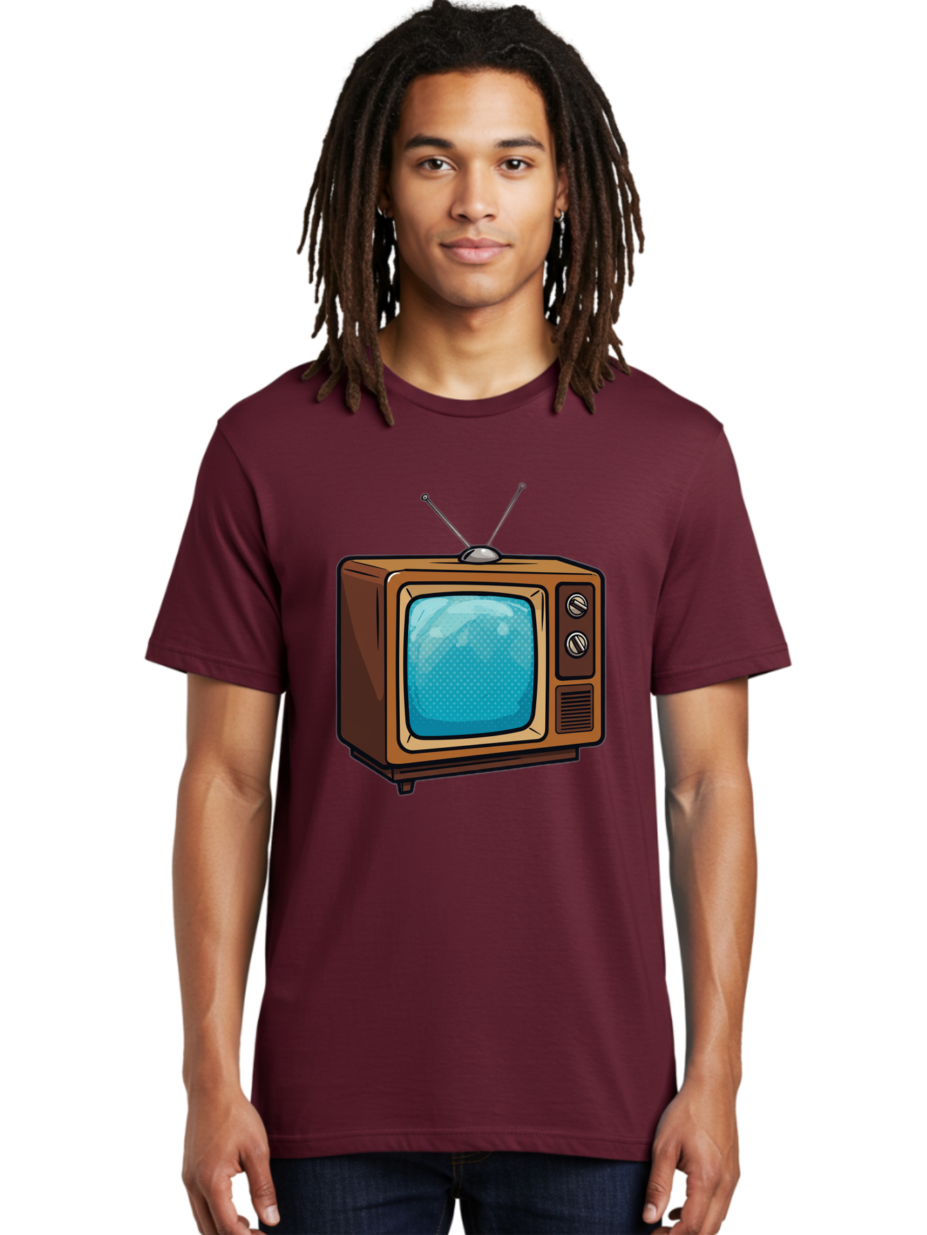 Vintage-Tv-2 Men'S Graphic Tee, 100% Cotton, Comfortable Casual Summer Wear, Machine Washable, Vintage Television Set, Retro Electronics, Old-Fashioned Tv, Analog Broadcasting, Classic Entertainment, Nostalgic Technology, Television Antenna Bac550
