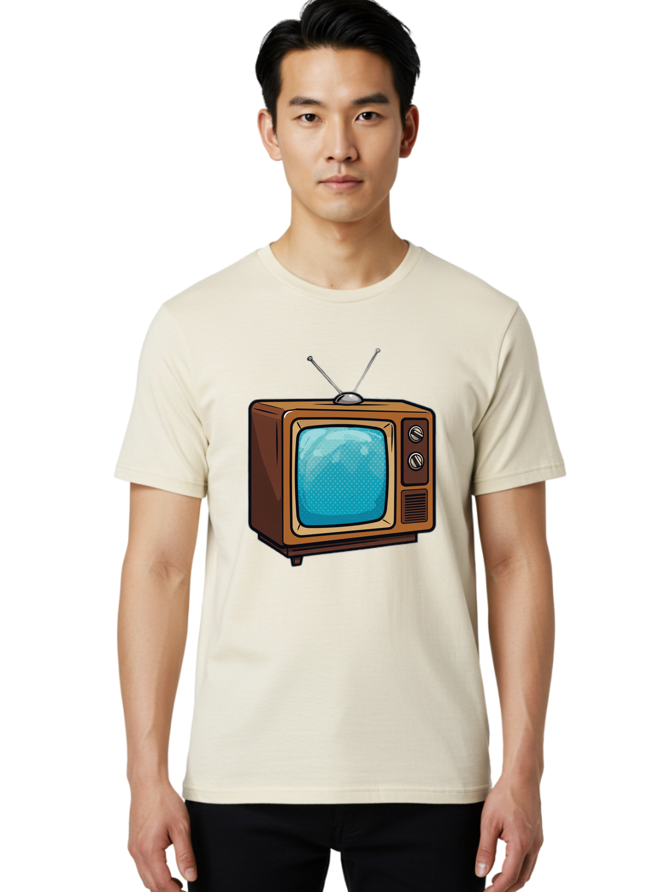Vintage-Tv-2 Men'S Graphic Tee, 100% Cotton, Comfortable Casual Summer Wear, Machine Washable, Vintage Television Set, Retro Electronics, Old-Fashioned Tv, Analog Broadcasting, Classic Entertainment, Nostalgic Technology, Television Antenna Bac550