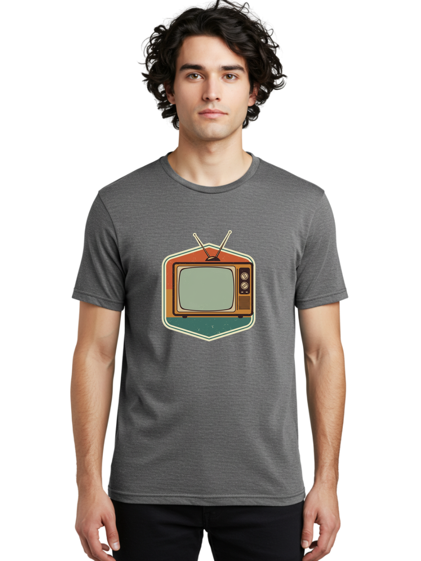 Vintage-Tv Men'S Graphic Tee, 100% Cotton, Comfortable Casual Summer Wear, Machine Washable, Retro Television Set, Old Tv, Vintage Tech, Antique Electronics, Classic Entertainment, Nostalgic Design, Analog Tv, Retro Aesthetic Bac551