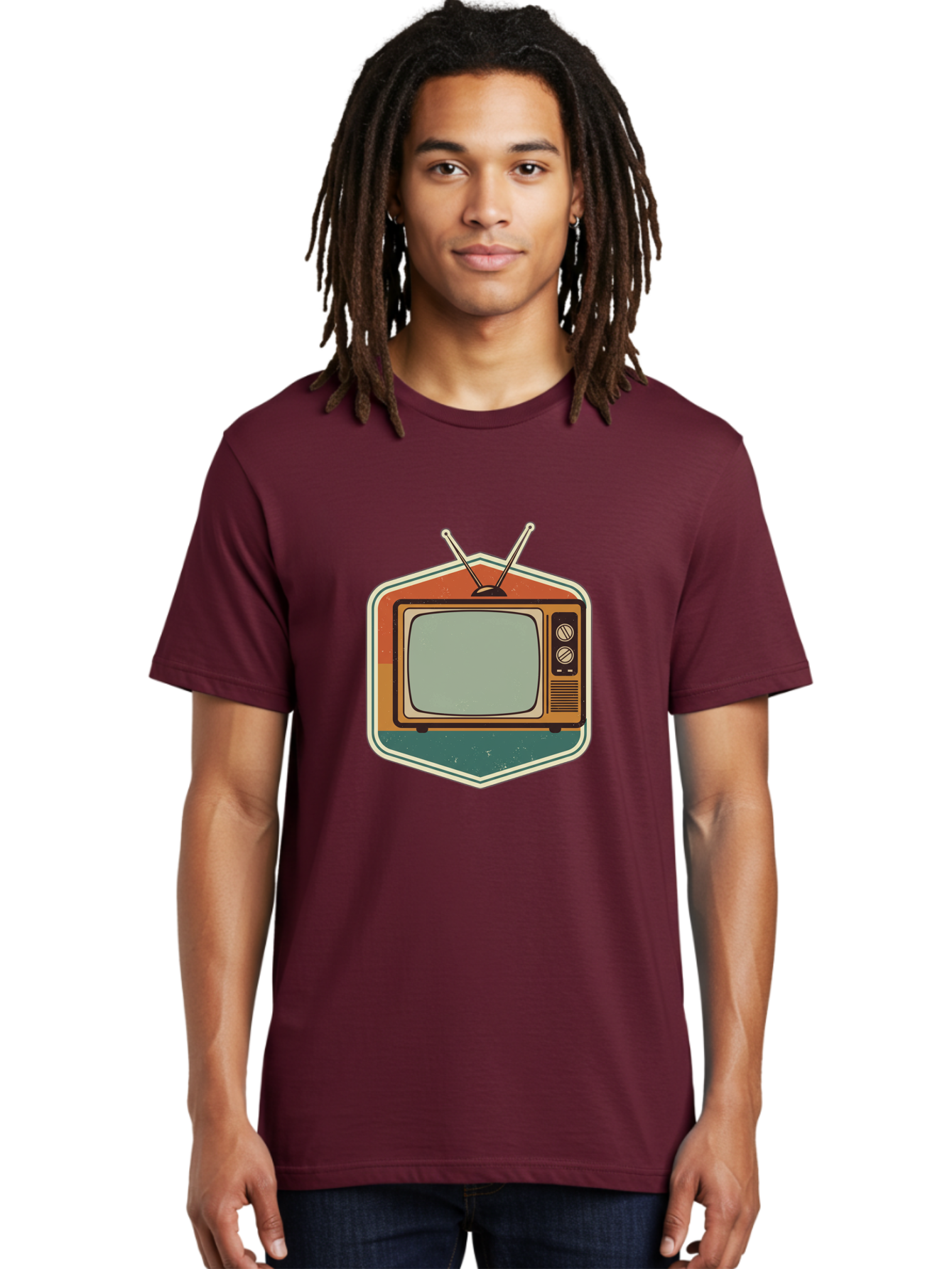 Vintage-Tv Men'S Graphic Tee, 100% Cotton, Comfortable Casual Summer Wear, Machine Washable, Retro Television Set, Old Tv, Vintage Tech, Antique Electronics, Classic Entertainment, Nostalgic Design, Analog Tv, Retro Aesthetic Bac551