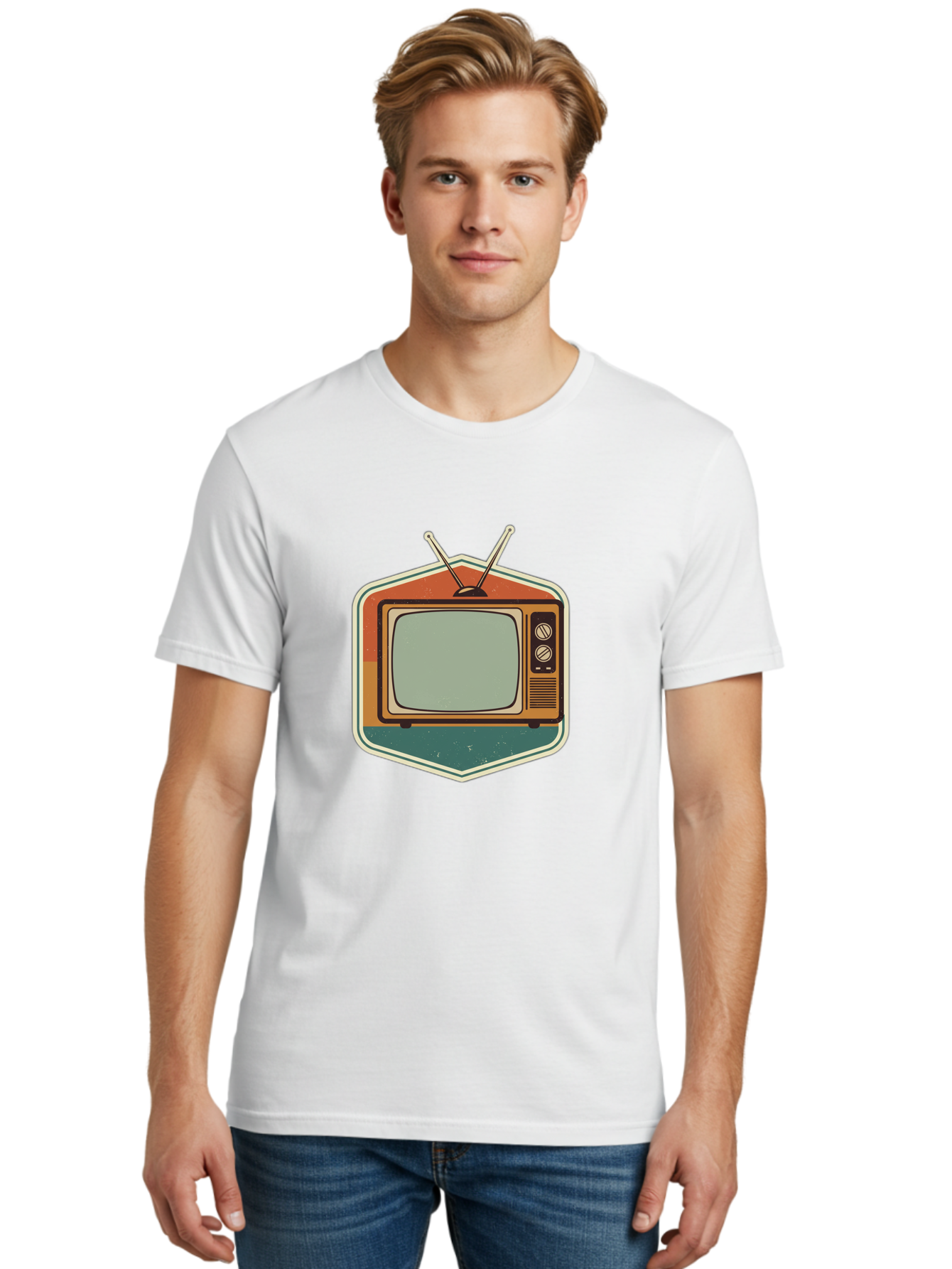Vintage-Tv Men'S Graphic Tee, 100% Cotton, Comfortable Casual Summer Wear, Machine Washable, Retro Television Set, Old Tv, Vintage Tech, Antique Electronics, Classic Entertainment, Nostalgic Design, Analog Tv, Retro Aesthetic Bac551