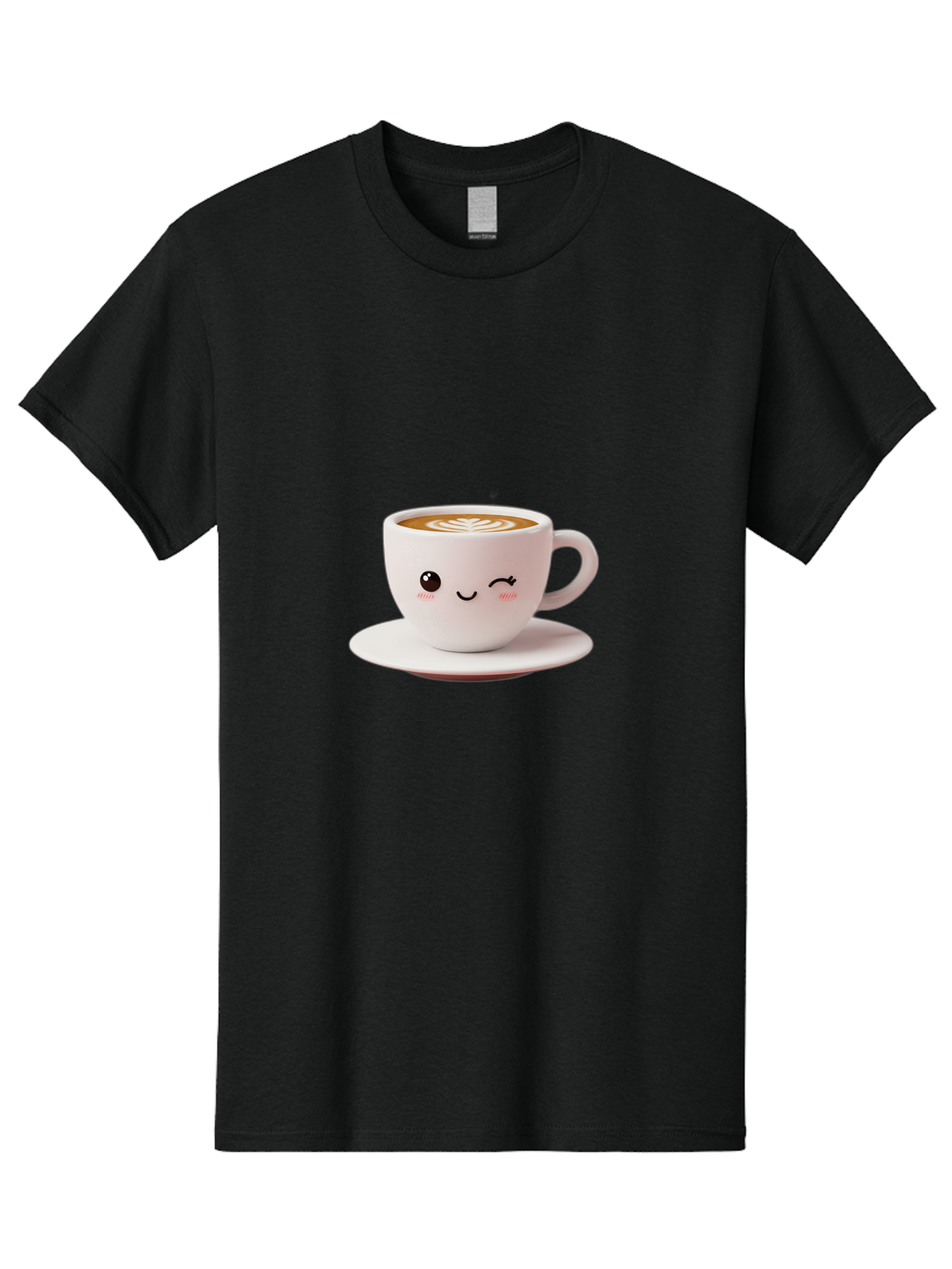 Winking-Coffee-Cup Men'S Graphic Tee, 100% Cotton, Comfortable Casual Summer Wear, Machine Washable, Cute Coffee Cup, Cartoon Character, Coffee Break, Latte Art, Winking Face, Adorable Design, Morning Pick-Me-Up, Coffee Lover, Cozy Vibes Bac553