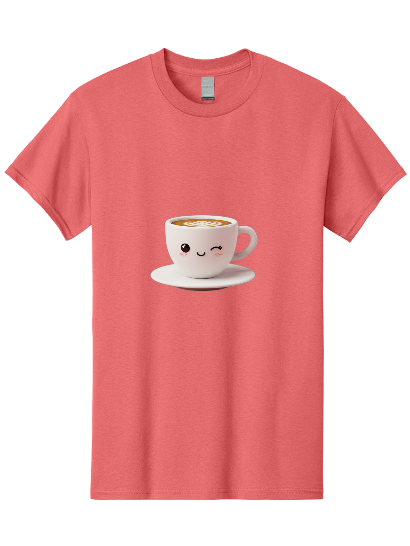 Winking-Coffee-Cup Men'S Graphic Tee, 100% Cotton, Comfortable Casual Summer Wear, Machine Washable, Cute Coffee Cup, Cartoon Character, Coffee Break, Latte Art, Winking Face, Adorable Design, Morning Pick-Me-Up, Coffee Lover, Cozy Vibes Bac553