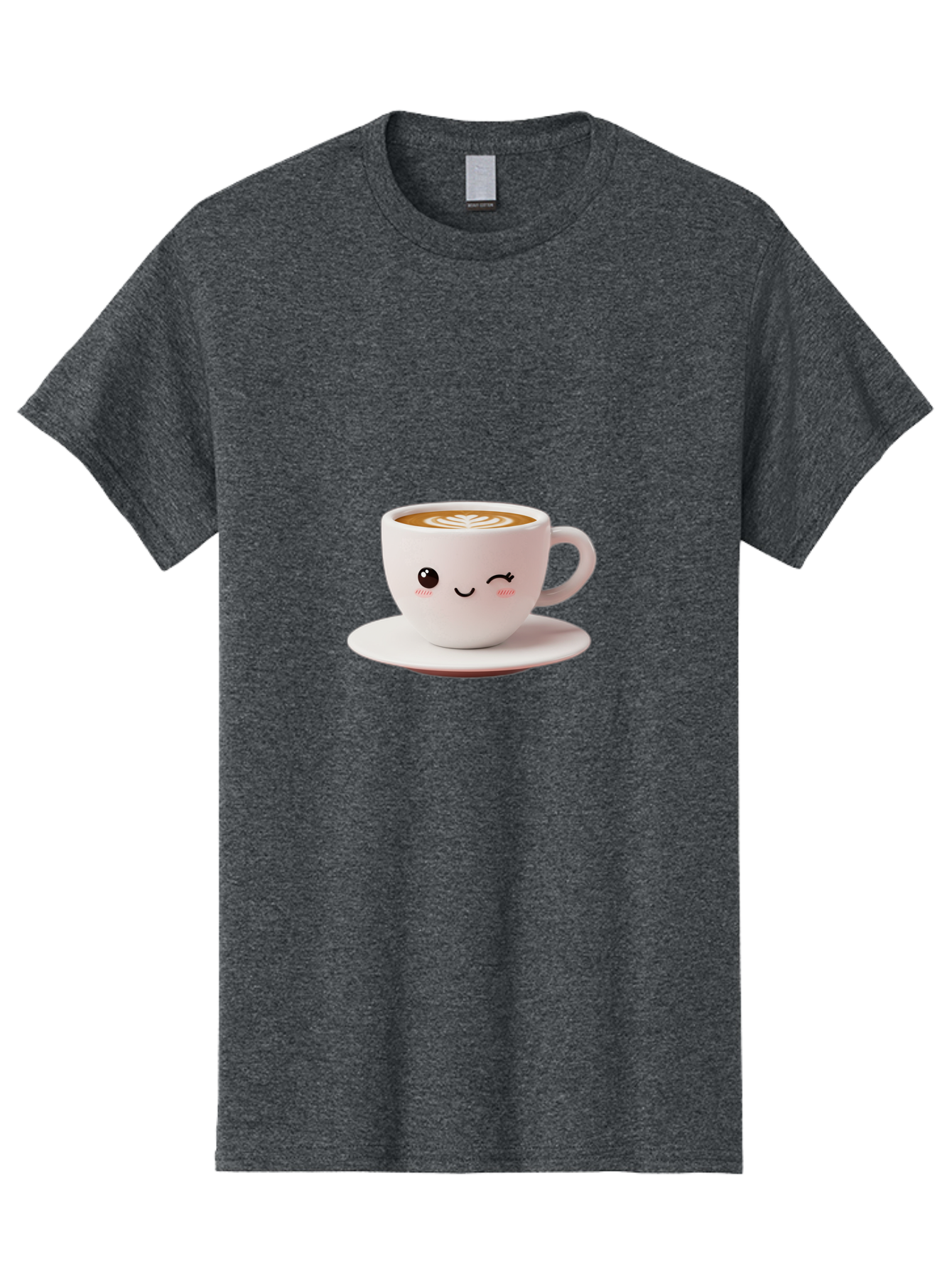 Winking-Coffee-Cup Men'S Graphic Tee, 100% Cotton, Comfortable Casual Summer Wear, Machine Washable, Cute Coffee Cup, Cartoon Character, Coffee Break, Latte Art, Winking Face, Adorable Design, Morning Pick-Me-Up, Coffee Lover, Cozy Vibes Bac553