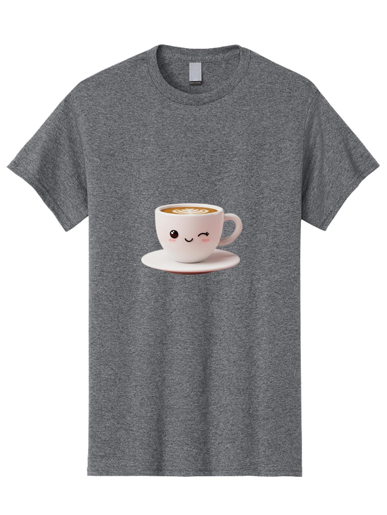 Winking-Coffee-Cup Men'S Graphic Tee, 100% Cotton, Comfortable Casual Summer Wear, Machine Washable, Cute Coffee Cup, Cartoon Character, Coffee Break, Latte Art, Winking Face, Adorable Design, Morning Pick-Me-Up, Coffee Lover, Cozy Vibes Bac553