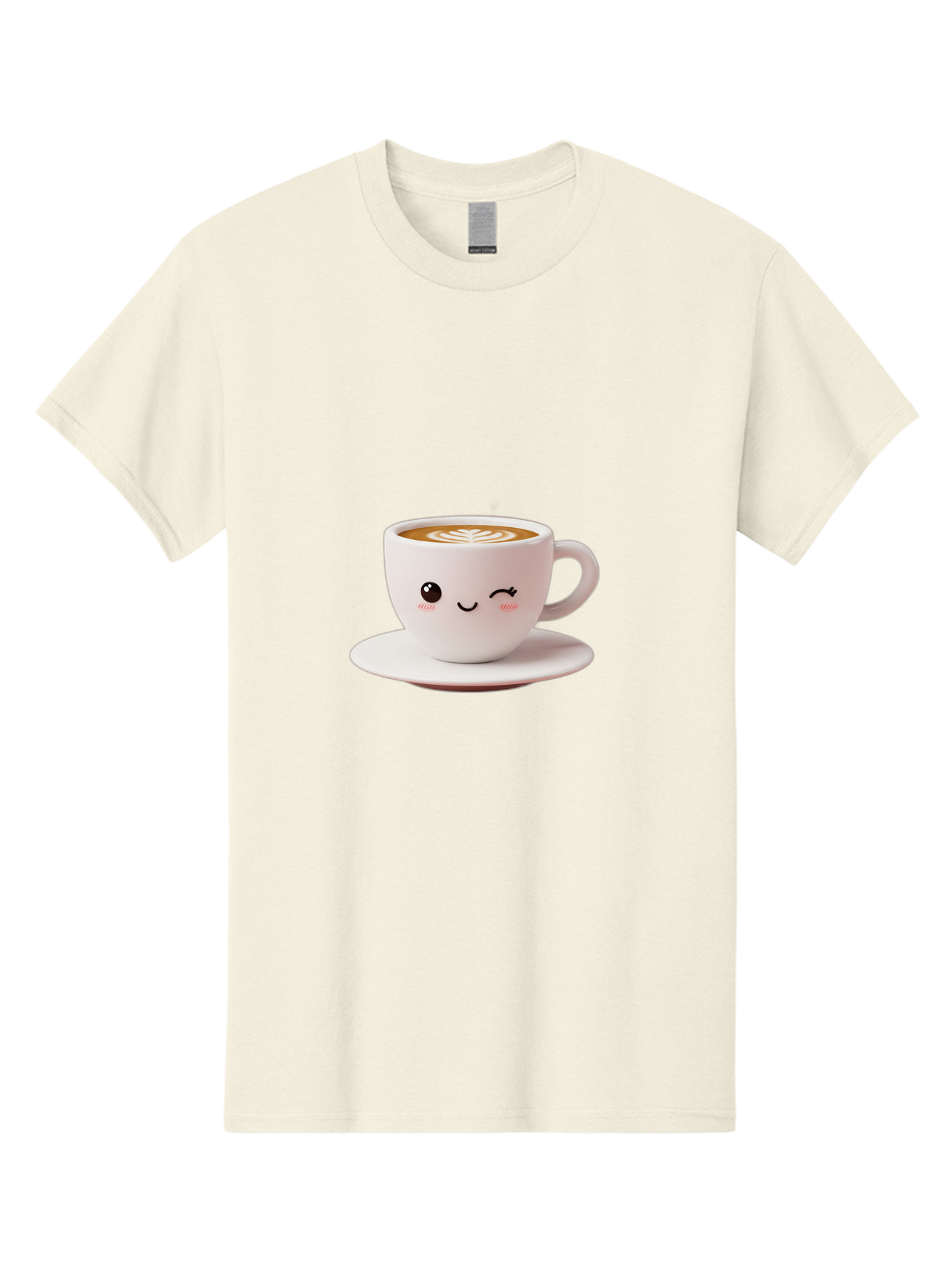Winking-Coffee-Cup Men'S Graphic Tee, 100% Cotton, Comfortable Casual Summer Wear, Machine Washable, Cute Coffee Cup, Cartoon Character, Coffee Break, Latte Art, Winking Face, Adorable Design, Morning Pick-Me-Up, Coffee Lover, Cozy Vibes Bac553