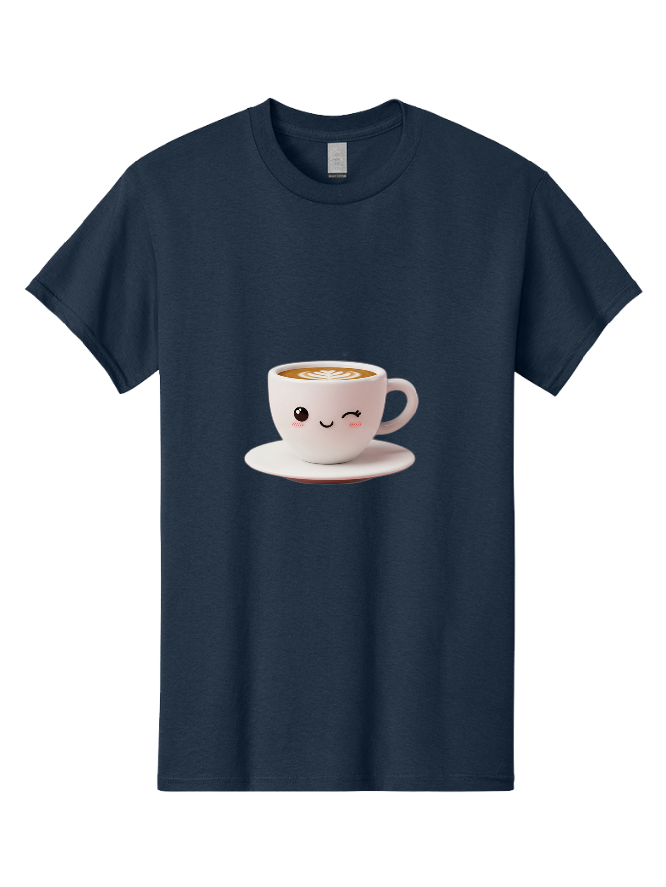 Winking-Coffee-Cup Men'S Graphic Tee, 100% Cotton, Comfortable Casual Summer Wear, Machine Washable, Cute Coffee Cup, Cartoon Character, Coffee Break, Latte Art, Winking Face, Adorable Design, Morning Pick-Me-Up, Coffee Lover, Cozy Vibes Bac553
