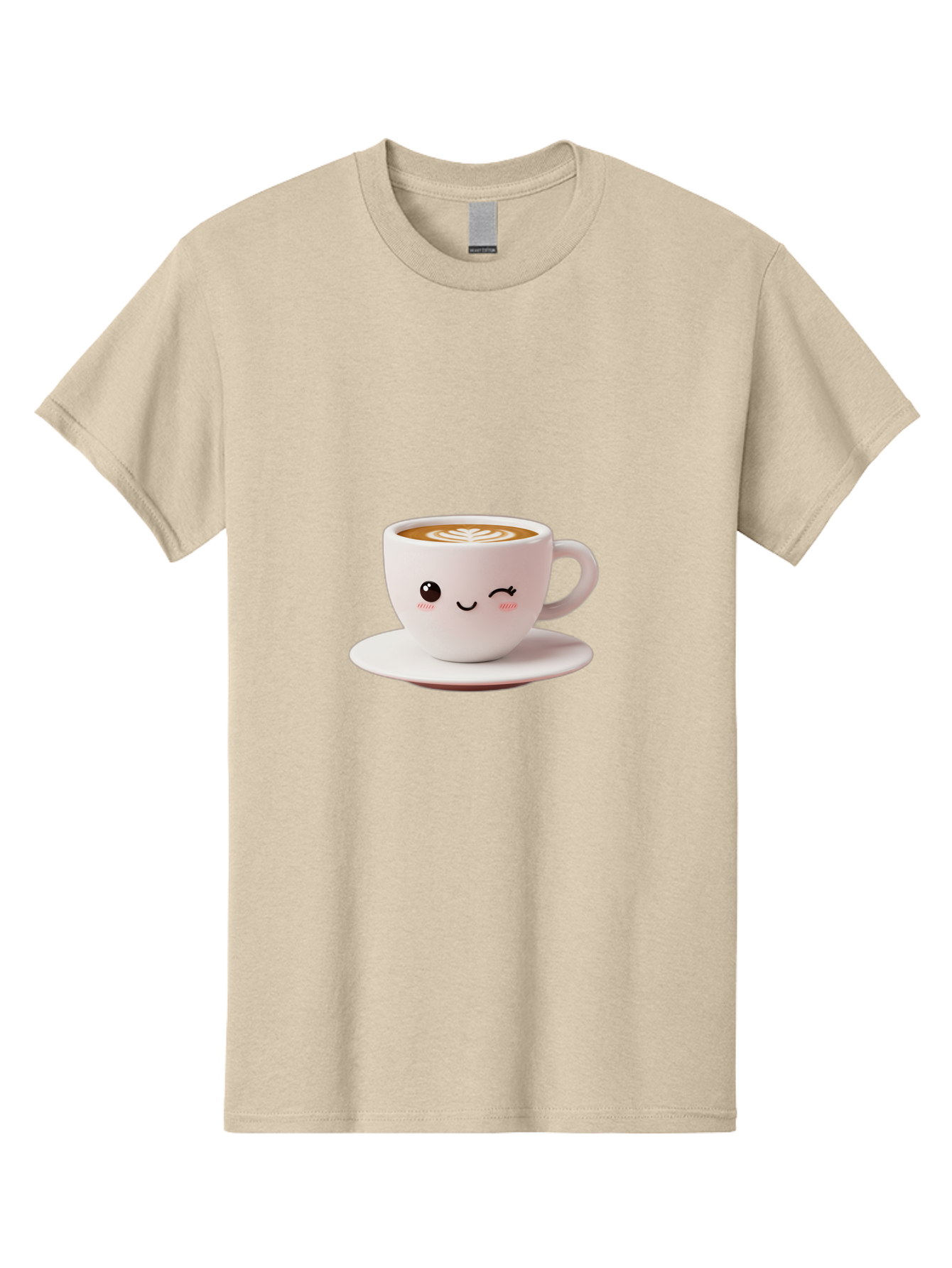Winking-Coffee-Cup Men'S Graphic Tee, 100% Cotton, Comfortable Casual Summer Wear, Machine Washable, Cute Coffee Cup, Cartoon Character, Coffee Break, Latte Art, Winking Face, Adorable Design, Morning Pick-Me-Up, Coffee Lover, Cozy Vibes Bac553