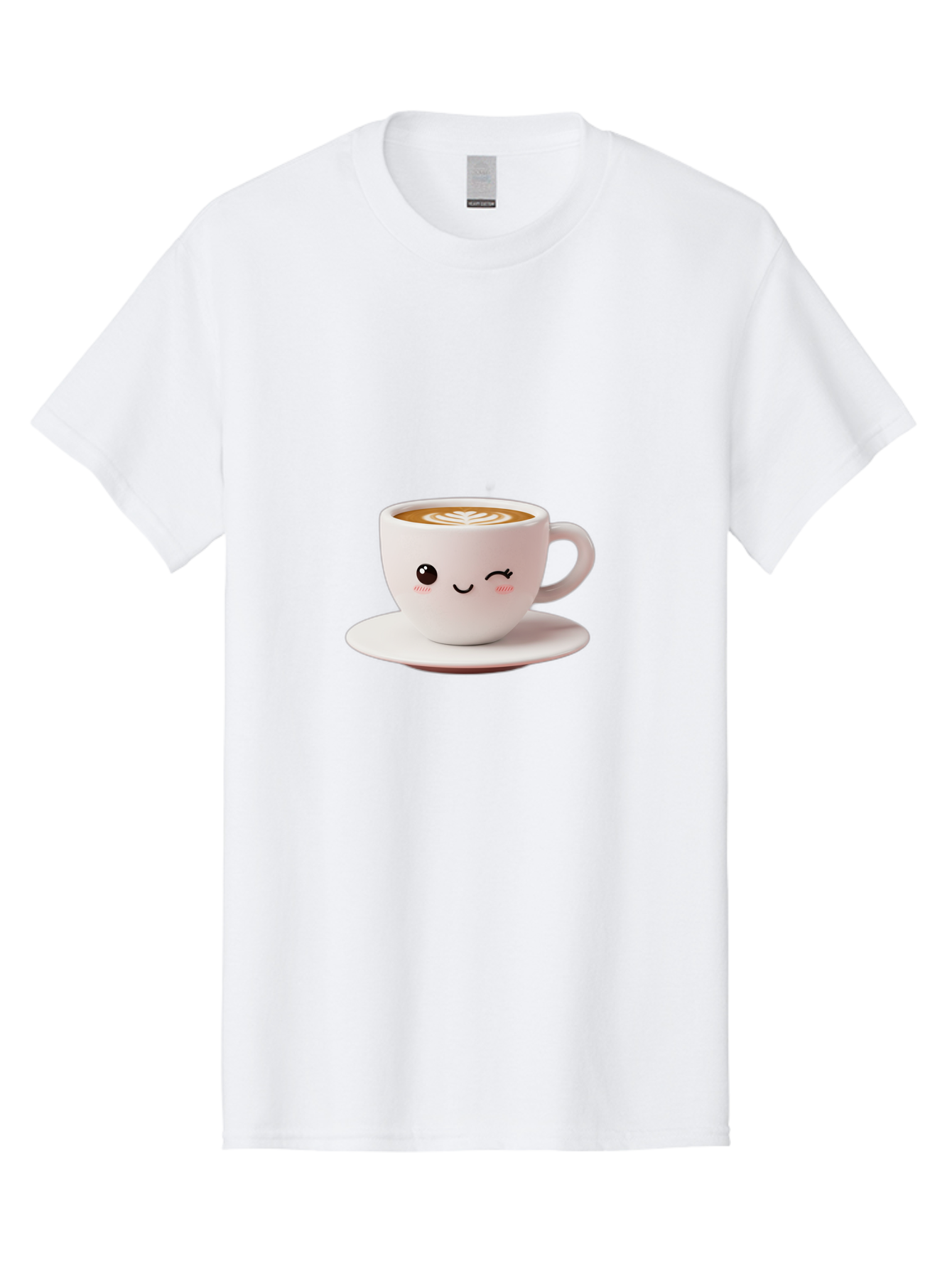 Winking-Coffee-Cup Men'S Graphic Tee, 100% Cotton, Comfortable Casual Summer Wear, Machine Washable, Cute Coffee Cup, Cartoon Character, Coffee Break, Latte Art, Winking Face, Adorable Design, Morning Pick-Me-Up, Coffee Lover, Cozy Vibes Bac553