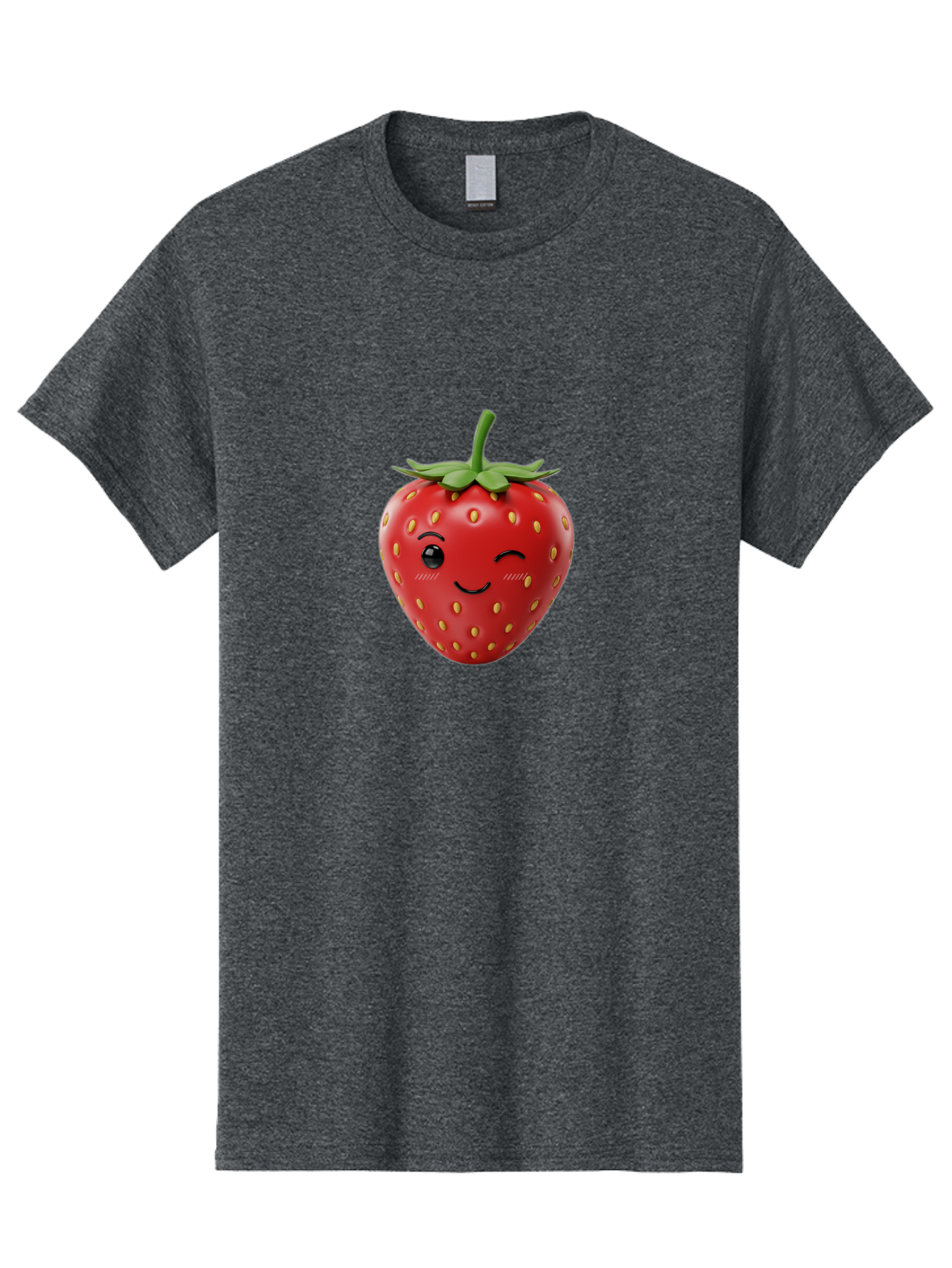 Winking-Strawberry-10 Men'S Graphic Tee, 100% Cotton, Comfortable Casual Summer Wear, Machine Washable, Red Strawberry, Cartoon Character, Winking Face, Smiling Strawberry, Cute Emoji, Fruit Illustration, Yellow Seeds, Strawberry Icon Bac555