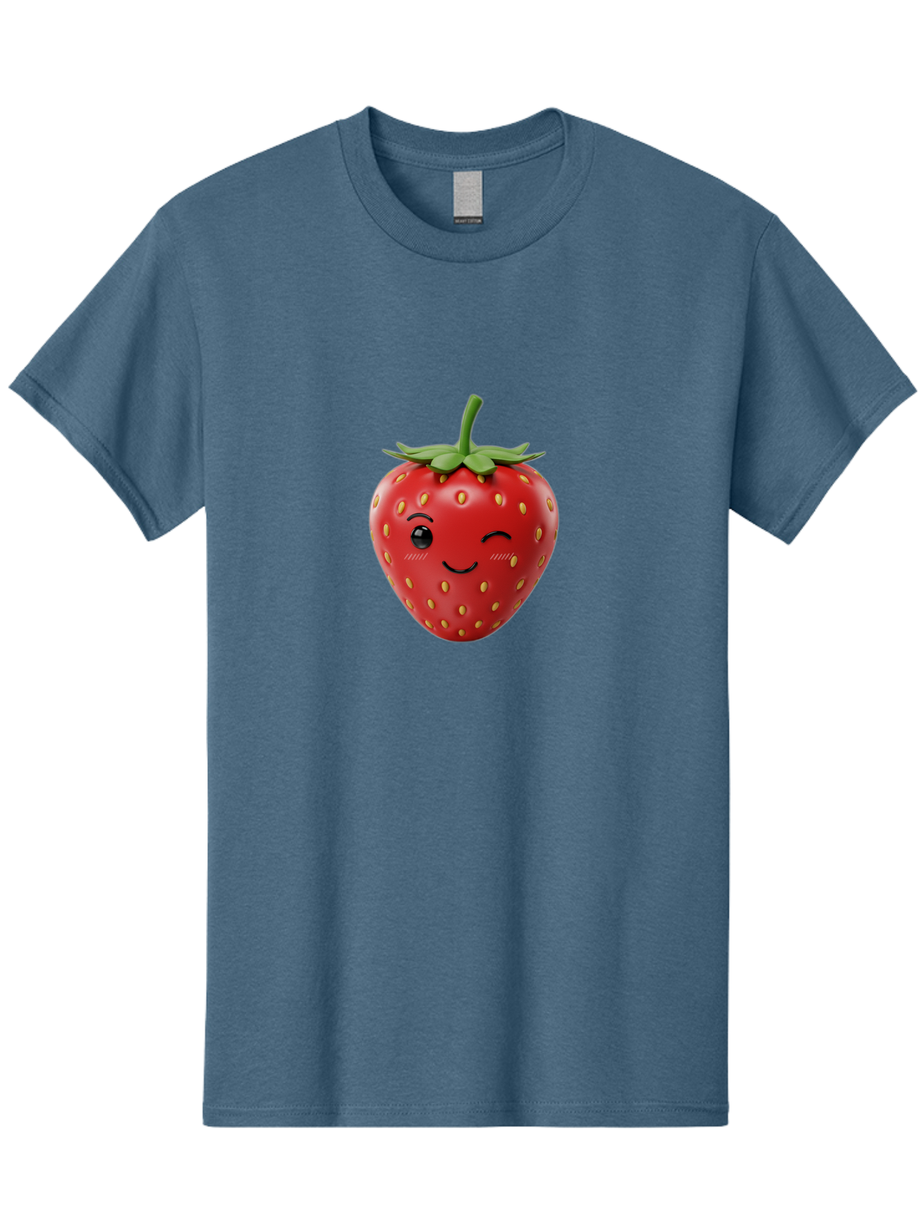 Winking-Strawberry-10 Men'S Graphic Tee, 100% Cotton, Comfortable Casual Summer Wear, Machine Washable, Red Strawberry, Cartoon Character, Winking Face, Smiling Strawberry, Cute Emoji, Fruit Illustration, Yellow Seeds, Strawberry Icon Bac555
