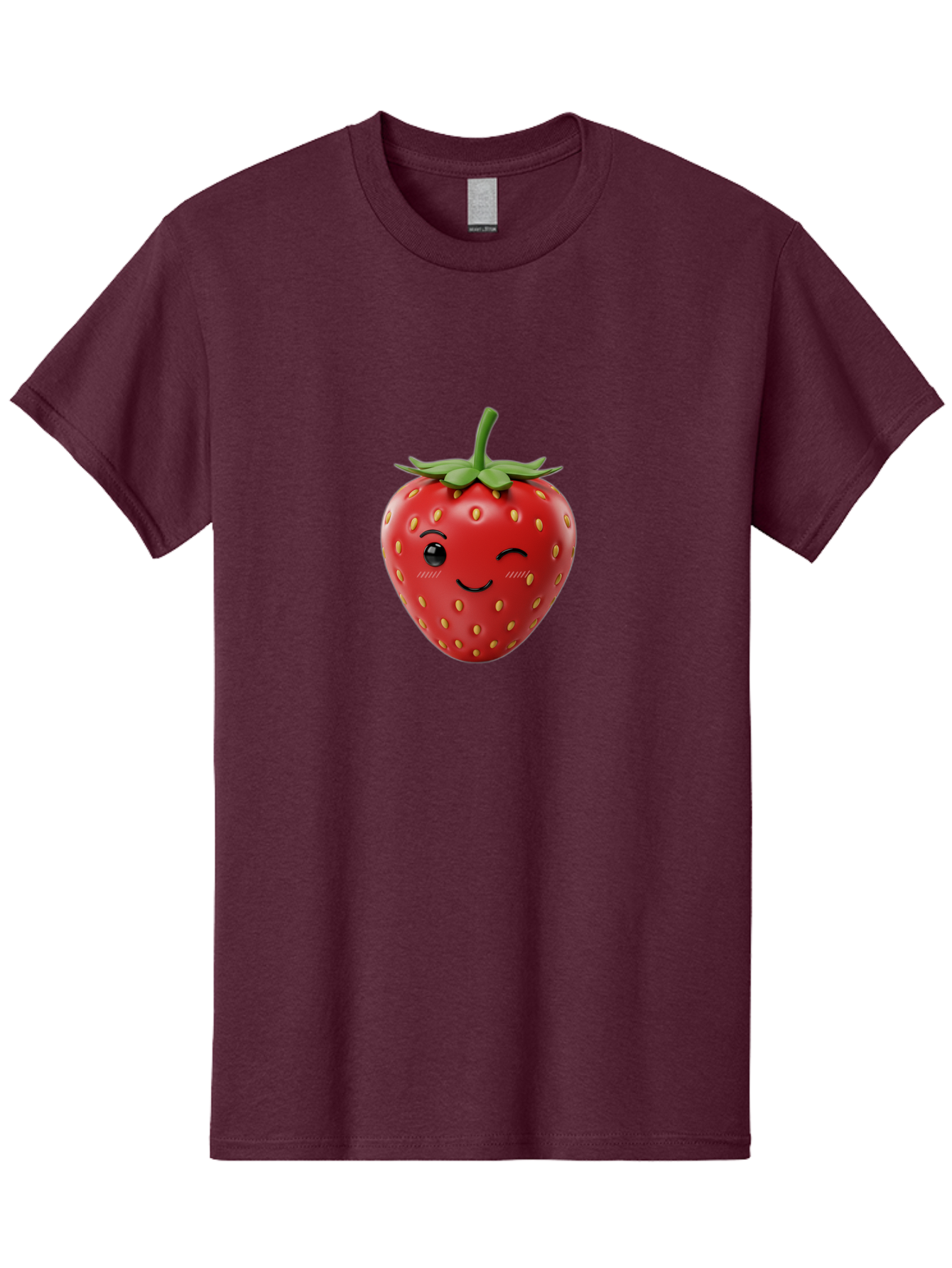 Winking-Strawberry-10 Men'S Graphic Tee, 100% Cotton, Comfortable Casual Summer Wear, Machine Washable, Red Strawberry, Cartoon Character, Winking Face, Smiling Strawberry, Cute Emoji, Fruit Illustration, Yellow Seeds, Strawberry Icon Bac555