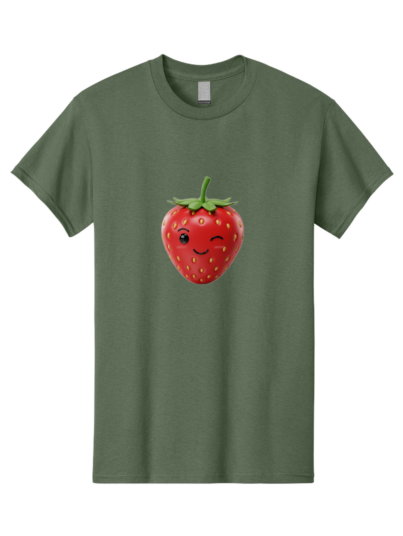 Winking-Strawberry-10 Men'S Graphic Tee, 100% Cotton, Comfortable Casual Summer Wear, Machine Washable, Red Strawberry, Cartoon Character, Winking Face, Smiling Strawberry, Cute Emoji, Fruit Illustration, Yellow Seeds, Strawberry Icon Bac555