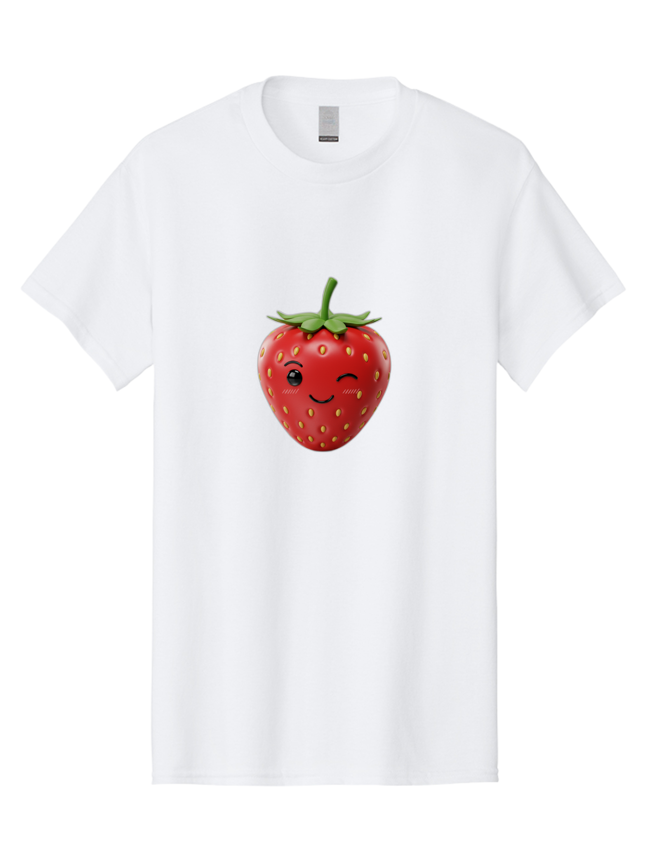 Winking-Strawberry-10 Men'S Graphic Tee, 100% Cotton, Comfortable Casual Summer Wear, Machine Washable, Red Strawberry, Cartoon Character, Winking Face, Smiling Strawberry, Cute Emoji, Fruit Illustration, Yellow Seeds, Strawberry Icon Bac555