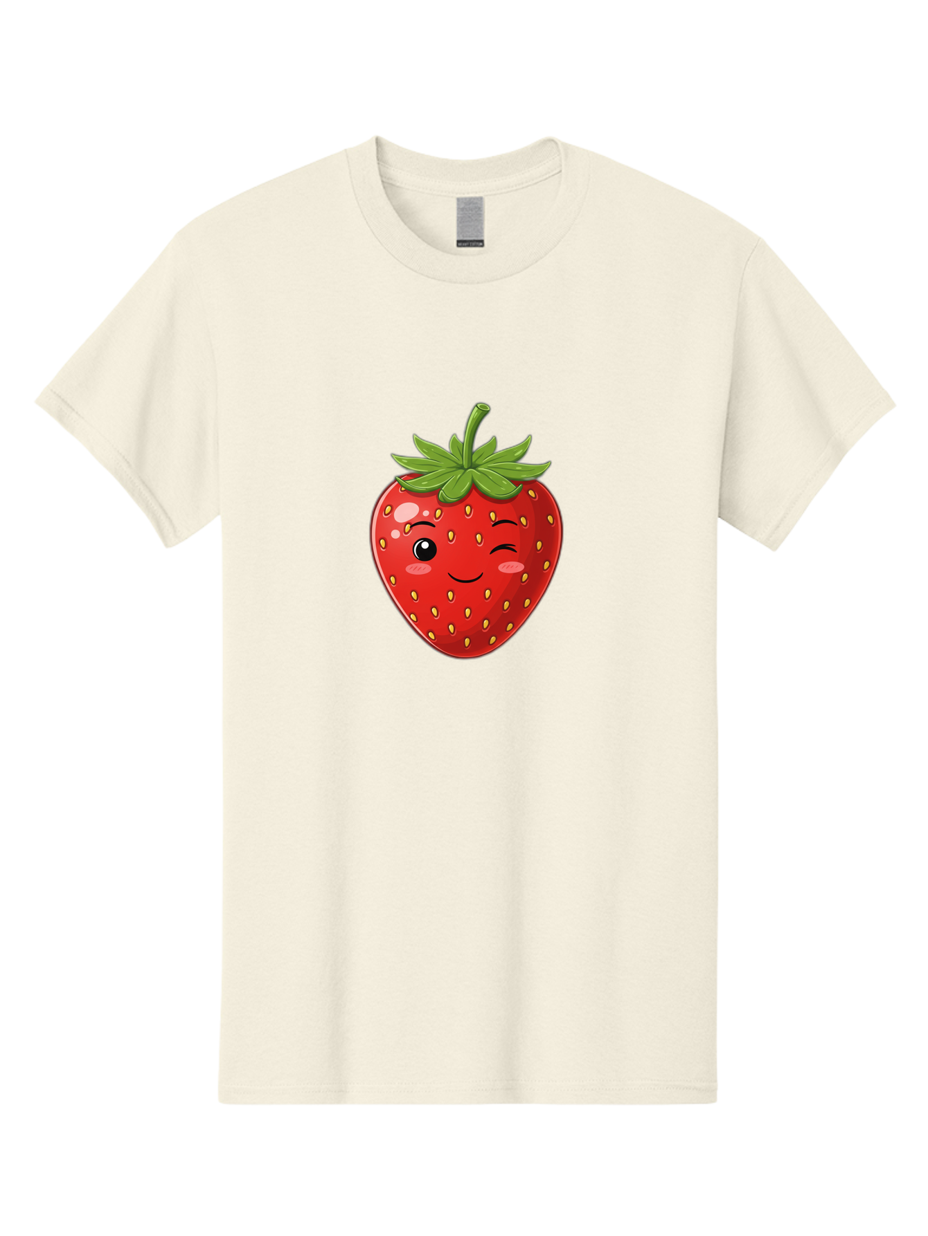 Winking-Strawberry-13 Men'S Graphic Tee, 100% Cotton, Comfortable Casual Summer Wear, Machine Washable, Winking Strawberry Cartoon, Smiling Fruit, Shiny Red Strawberry, Adorable Illustration, Cute Character Design, Playful Emoji, Happy Face, Bac558