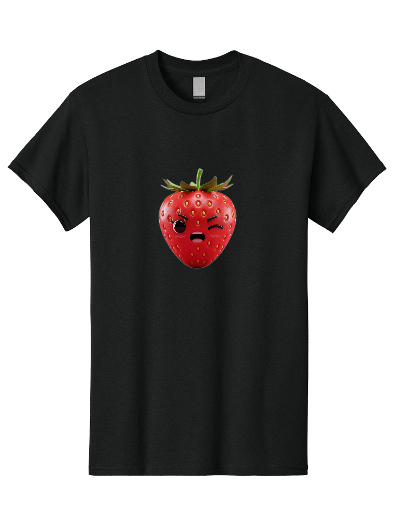 Winking-Strawberry-3 Men'S Graphic Tee, 100% Cotton, Comfortable Casual Summer Wear, Machine Washable, Winking Strawberry, Cartoon Fruit, Quirky Character, Comical Expression, Funny Face, Red Strawberry, Playful Design, Fruit Emoji, Bac560