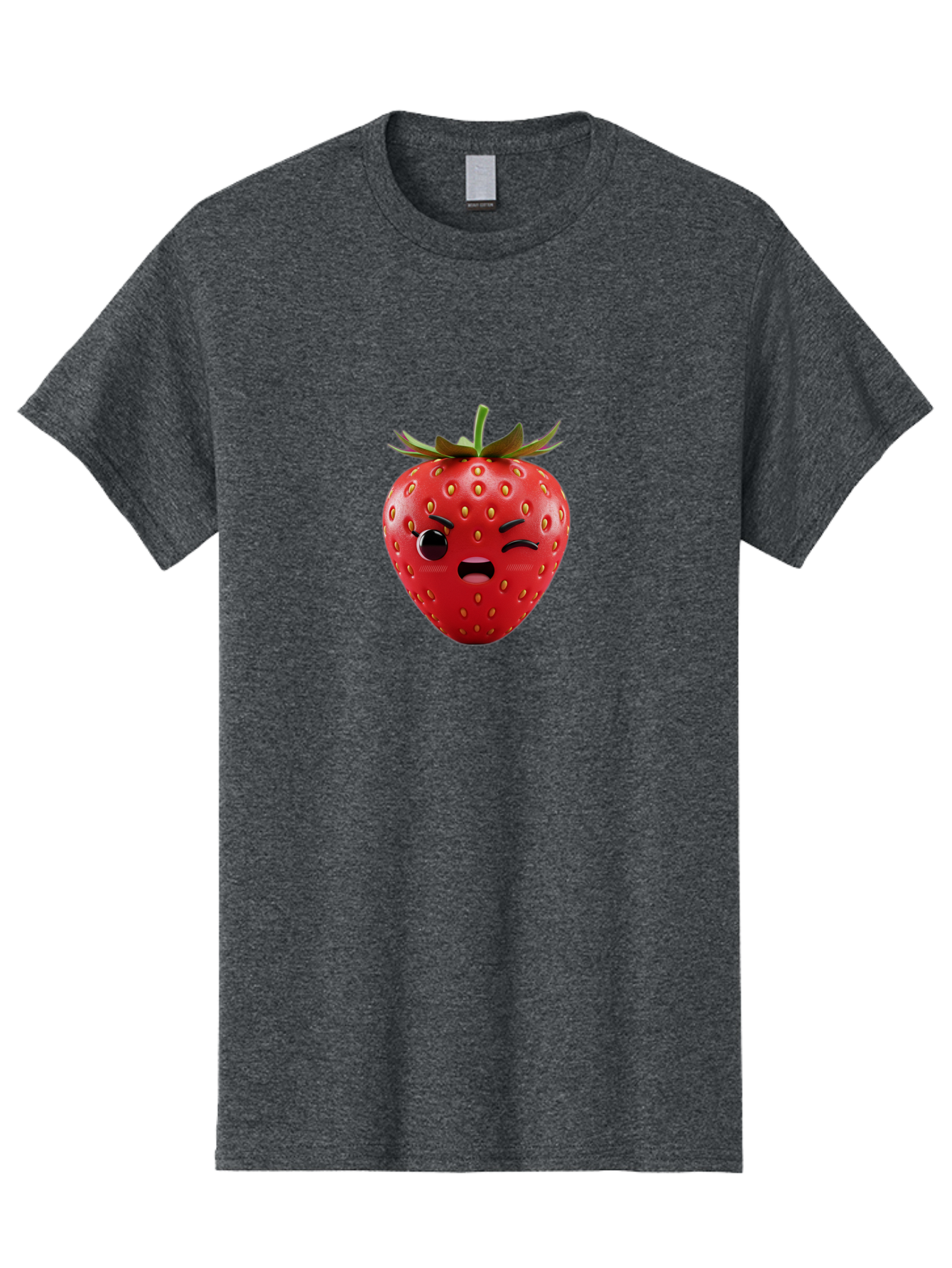 Winking-Strawberry-3 Men'S Graphic Tee, 100% Cotton, Comfortable Casual Summer Wear, Machine Washable, Winking Strawberry, Cartoon Fruit, Quirky Character, Comical Expression, Funny Face, Red Strawberry, Playful Design, Fruit Emoji, Bac560