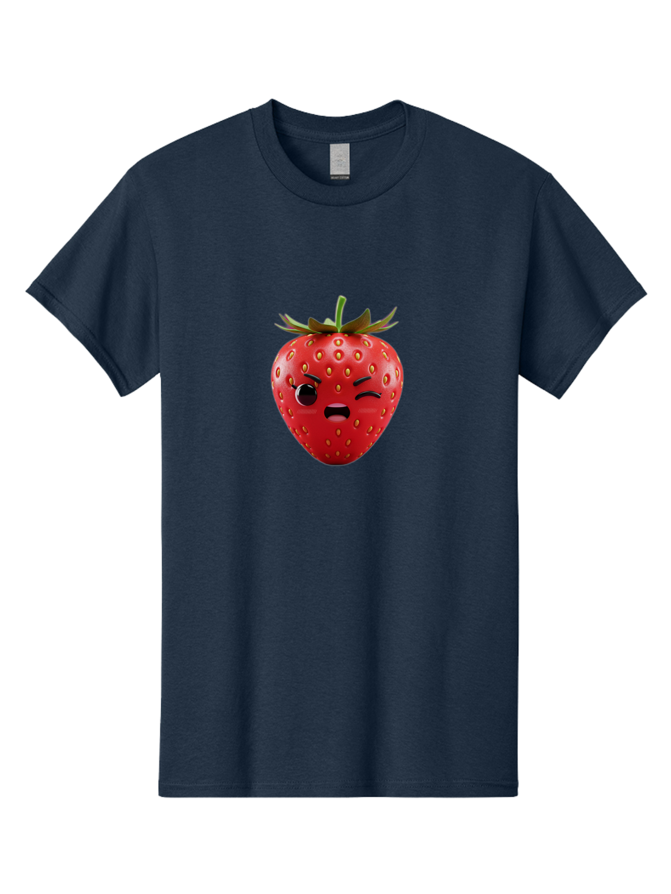Winking-Strawberry-3 Men'S Graphic Tee, 100% Cotton, Comfortable Casual Summer Wear, Machine Washable, Winking Strawberry, Cartoon Fruit, Quirky Character, Comical Expression, Funny Face, Red Strawberry, Playful Design, Fruit Emoji, Bac560