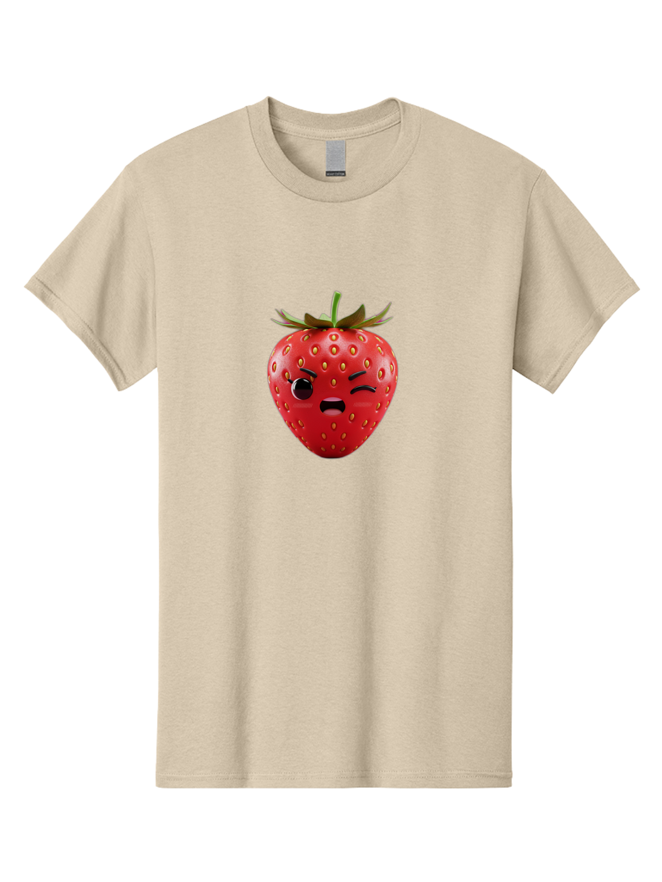 Winking-Strawberry-3 Men'S Graphic Tee, 100% Cotton, Comfortable Casual Summer Wear, Machine Washable, Winking Strawberry, Cartoon Fruit, Quirky Character, Comical Expression, Funny Face, Red Strawberry, Playful Design, Fruit Emoji, Bac560