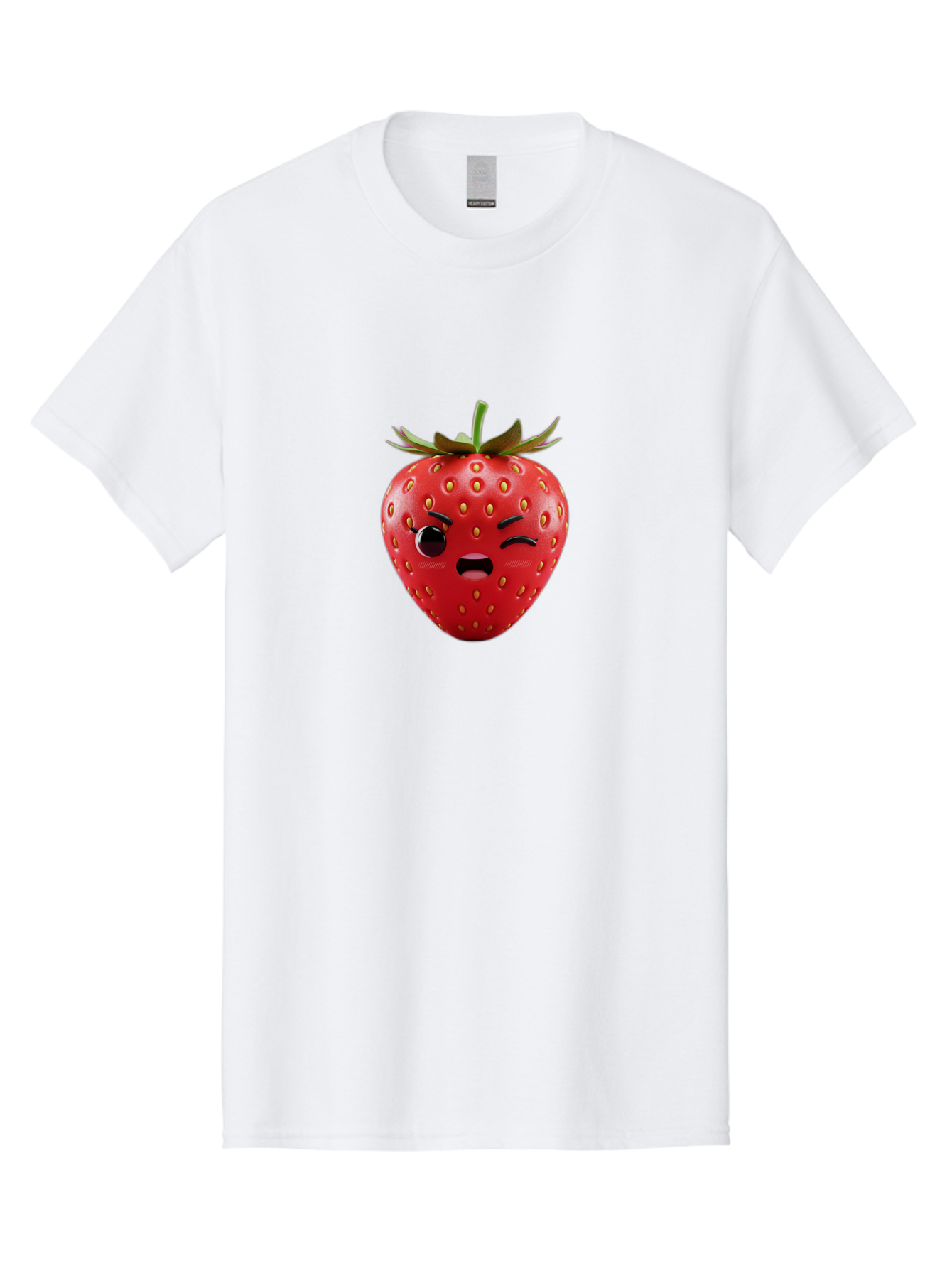 Winking-Strawberry-3 Men'S Graphic Tee, 100% Cotton, Comfortable Casual Summer Wear, Machine Washable, Winking Strawberry, Cartoon Fruit, Quirky Character, Comical Expression, Funny Face, Red Strawberry, Playful Design, Fruit Emoji, Bac560